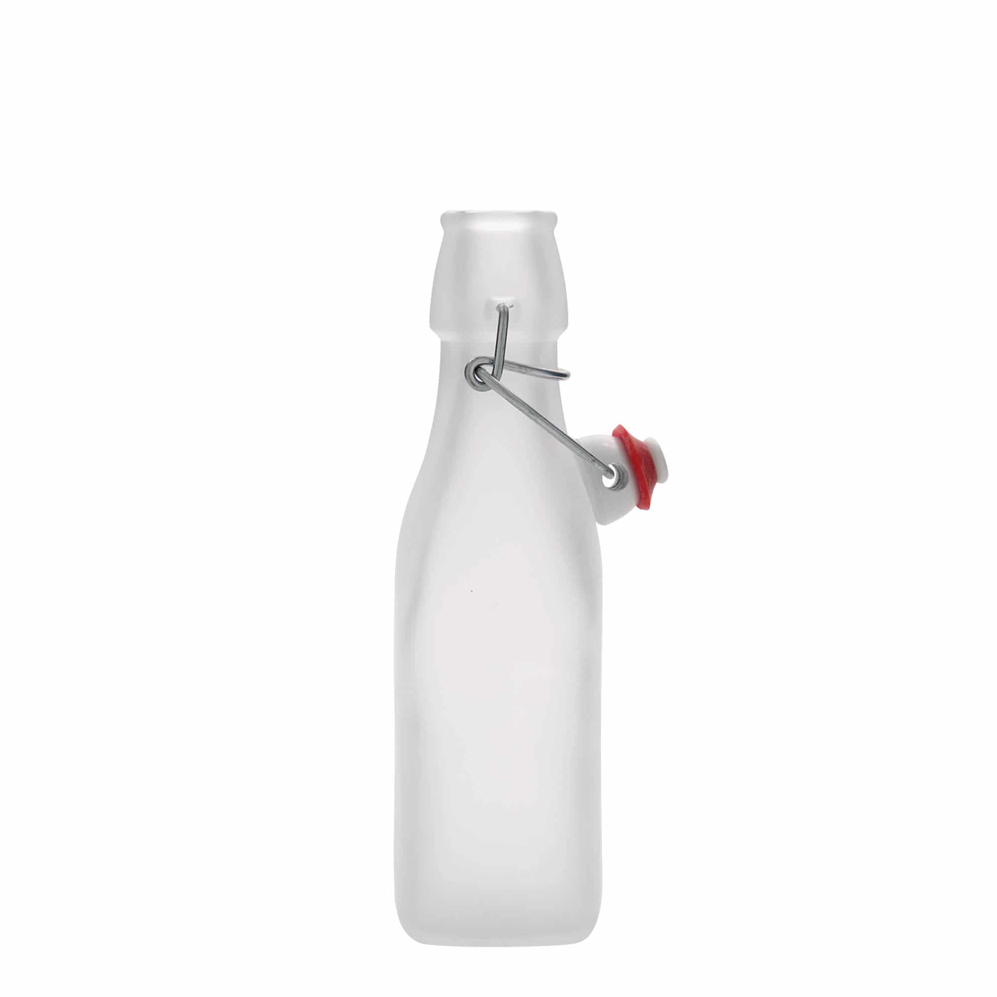 Glazen fles 'Swing', 250 ml, vierkant, wit, monding: beugelsluiting