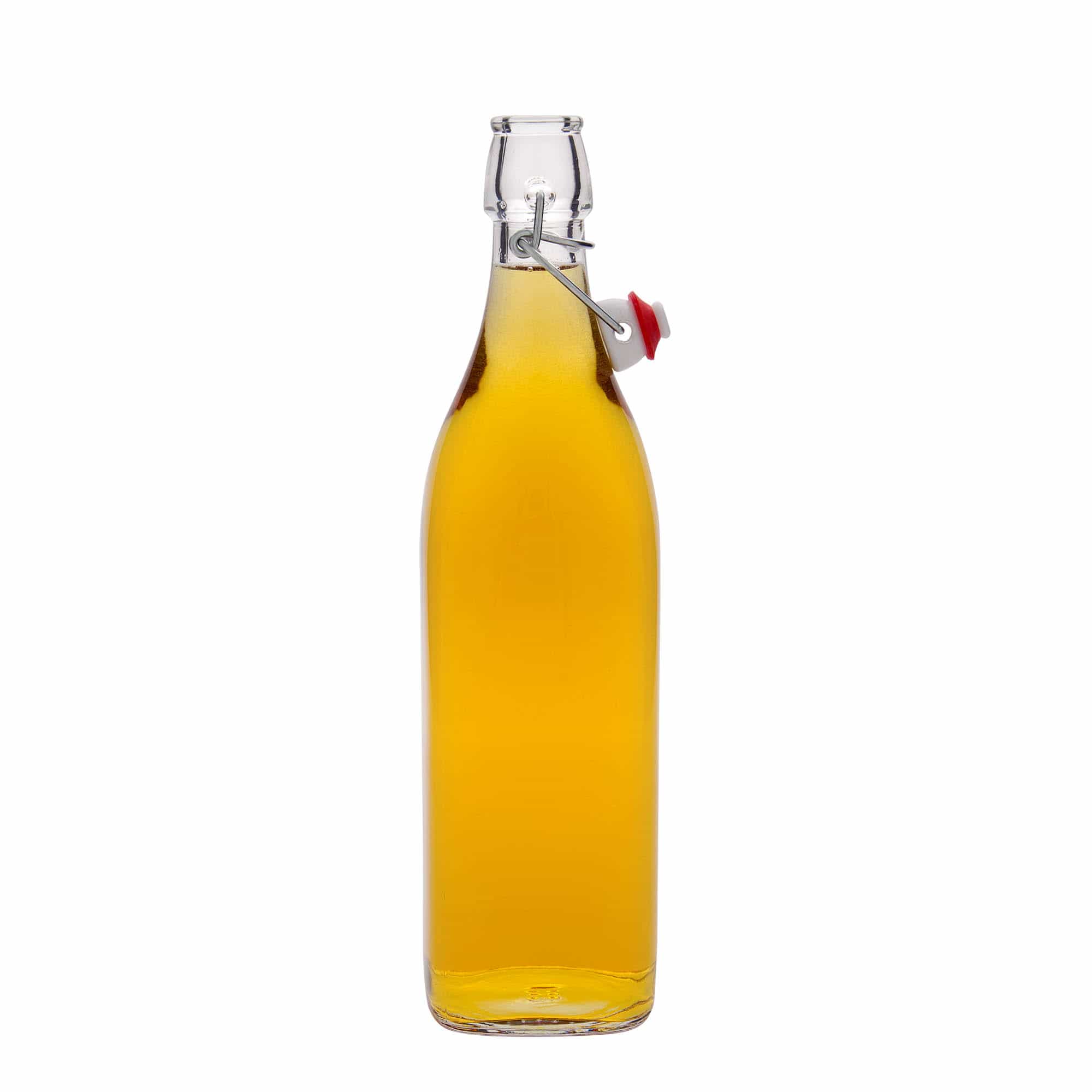 Glazen fles 'Swing', 1.000 ml, vierkant, monding: beugelsluiting