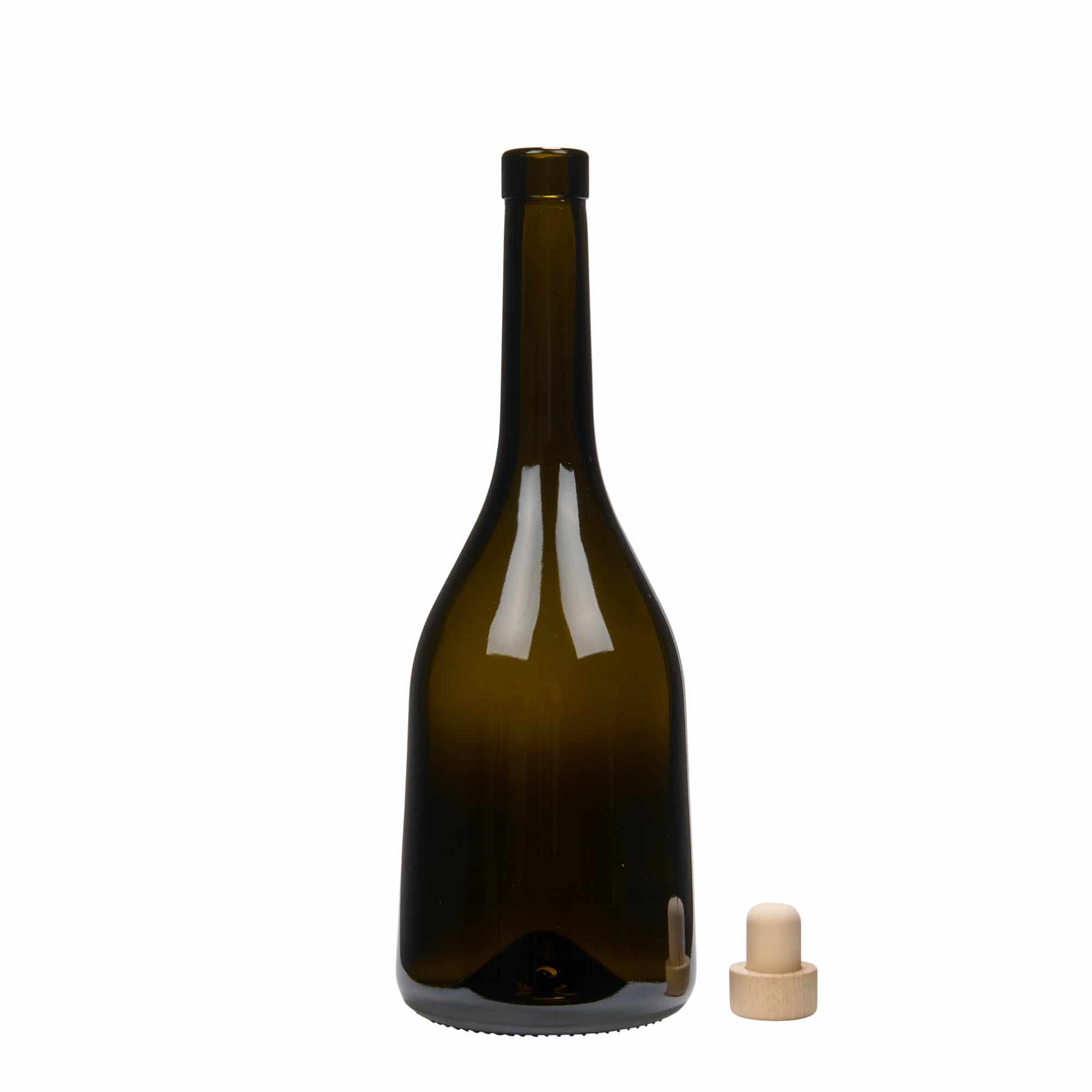 Bouteille en verre 750 ml 'Rustica', vert antique, bouchage: bouchon