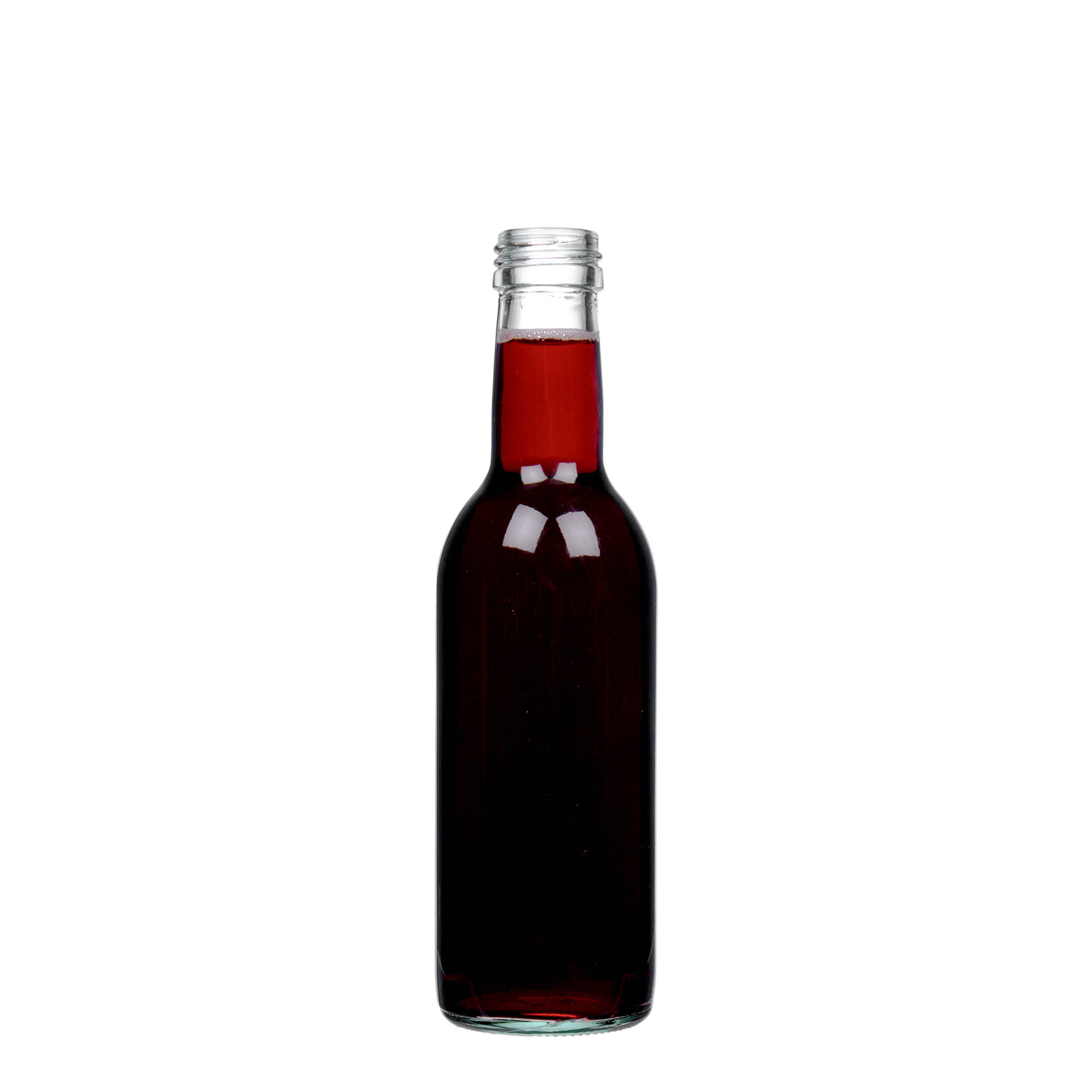 Glazen fles 'Bordeaux', 250 ml, monding: PP 28