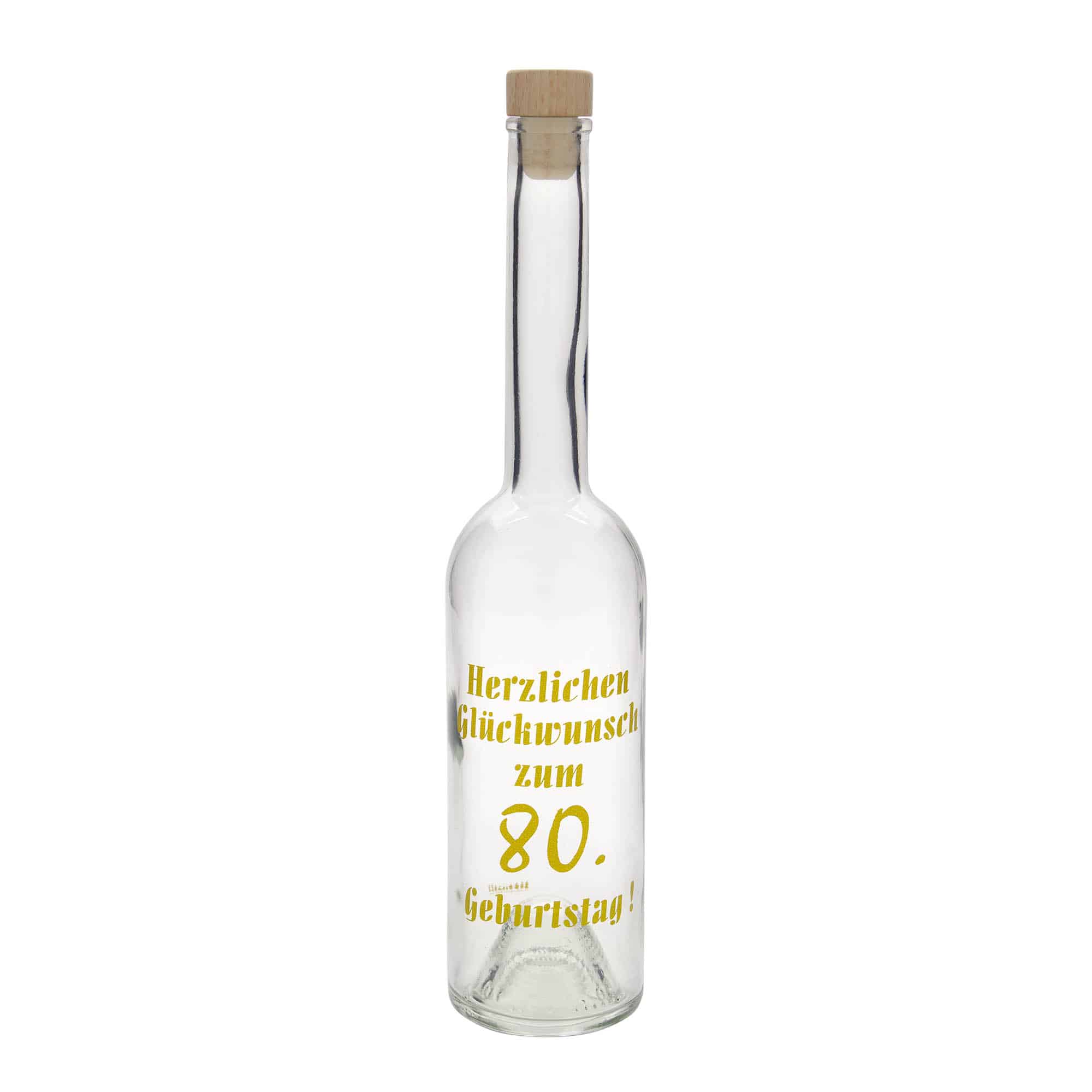 Bouteille en verre 500 ml 'Opera', motif : 80 ans, bouchage: bouchon