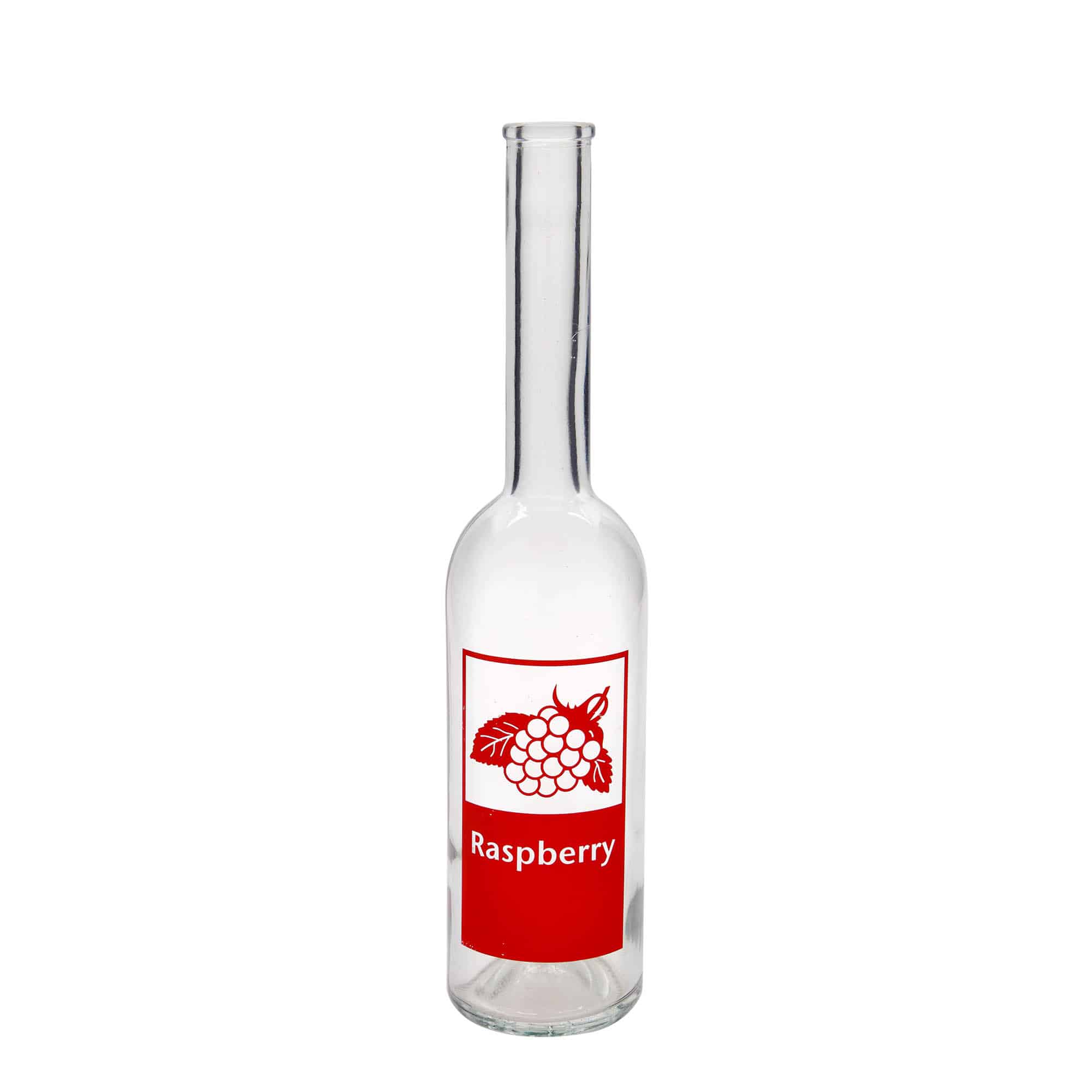 Glazen fles 'Opera', 500 ml, motief: Raspberry, monding: kurk