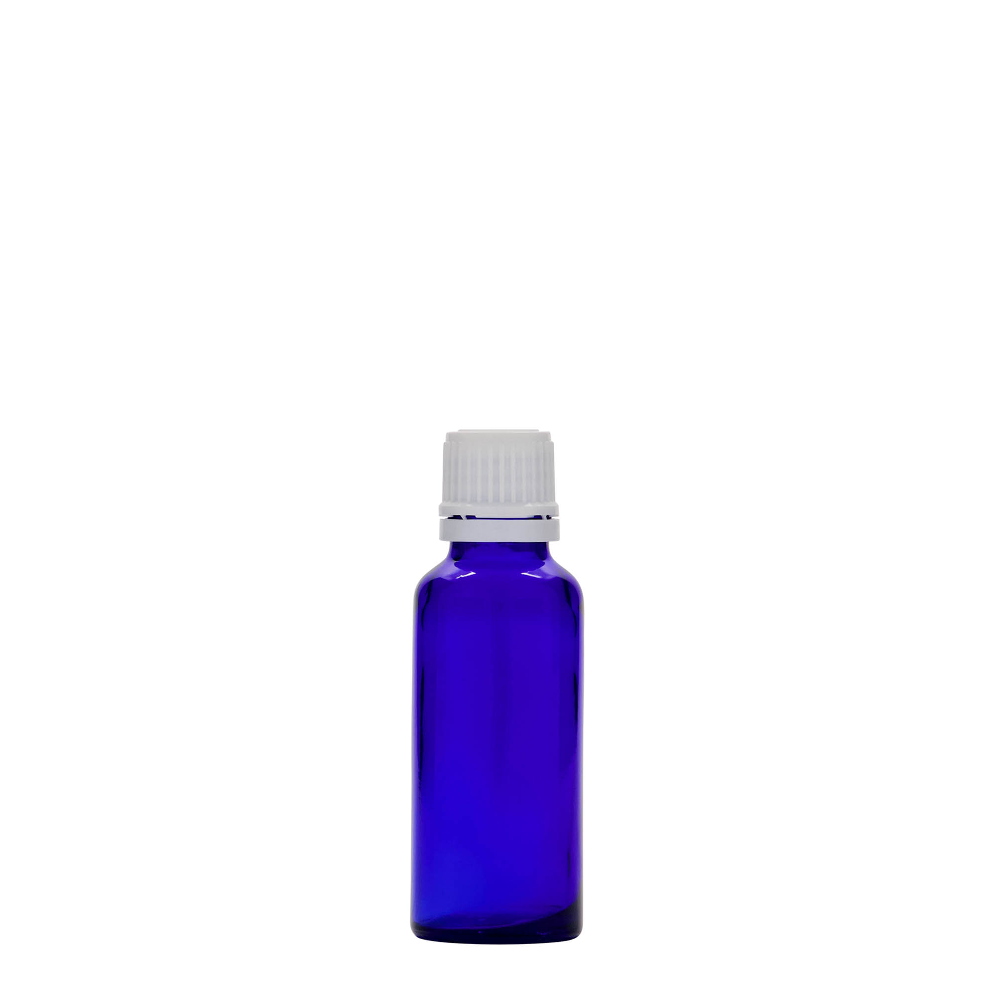 Medicijnfles, 30 ml, glas, koningsblauw, monding: DIN 18