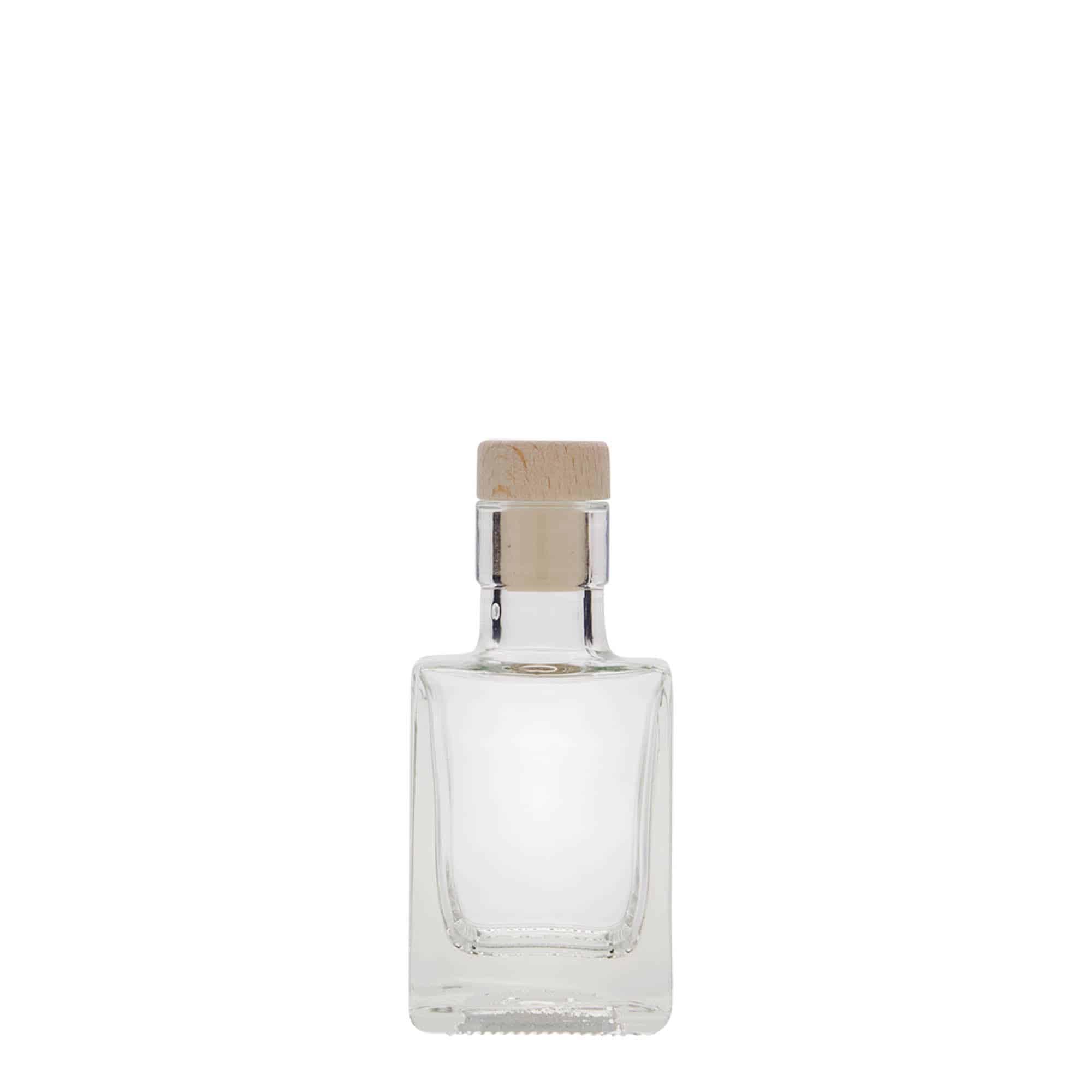 Bouteille en verre 50 ml 'Cube', carrée, bouchage: bouchon