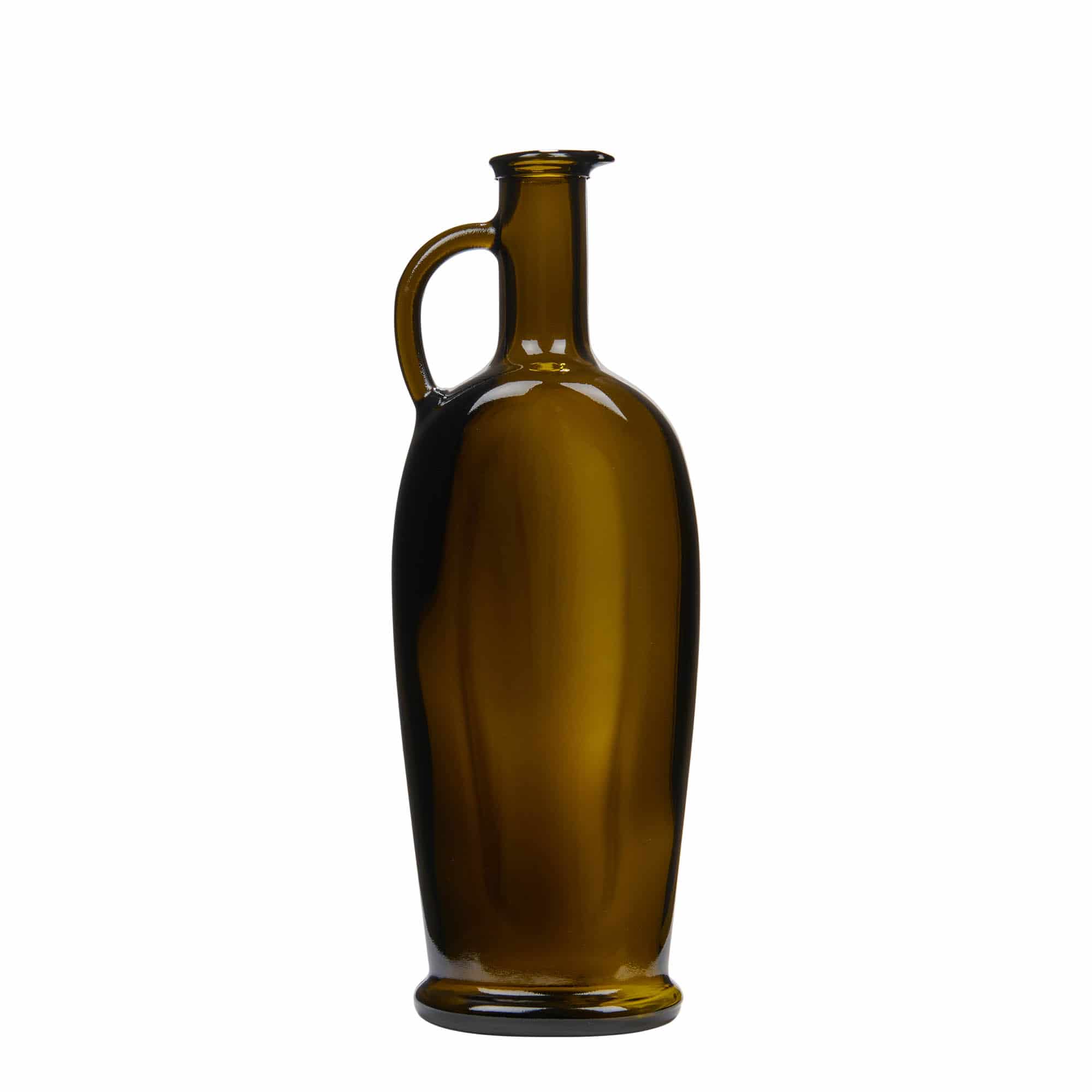 Bouteille en verre 500 ml 'Eleganta', ovale, vert antique, bouchage: bouchon