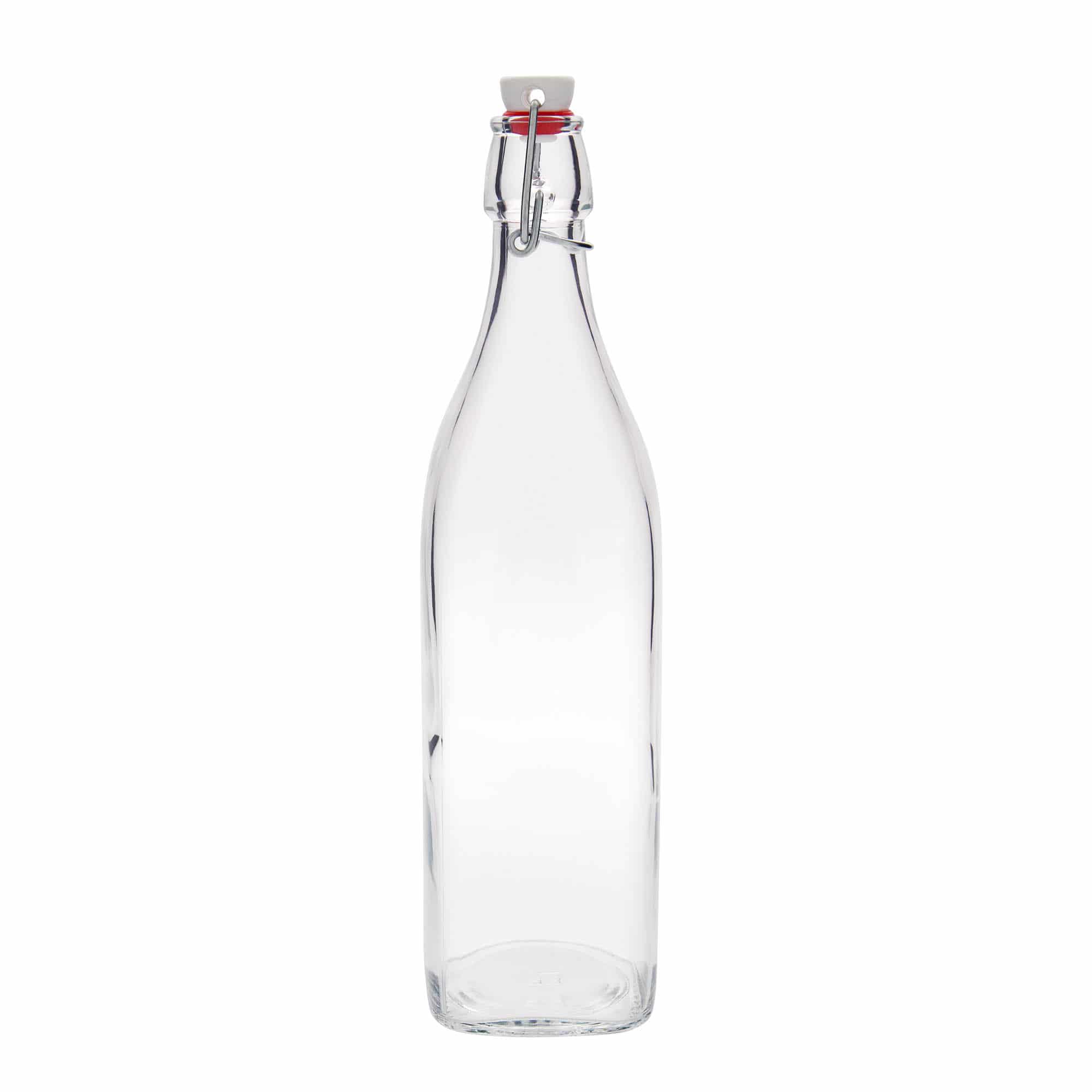 Glazen fles 'Swing', 1.000 ml, vierkant, monding: beugelsluiting