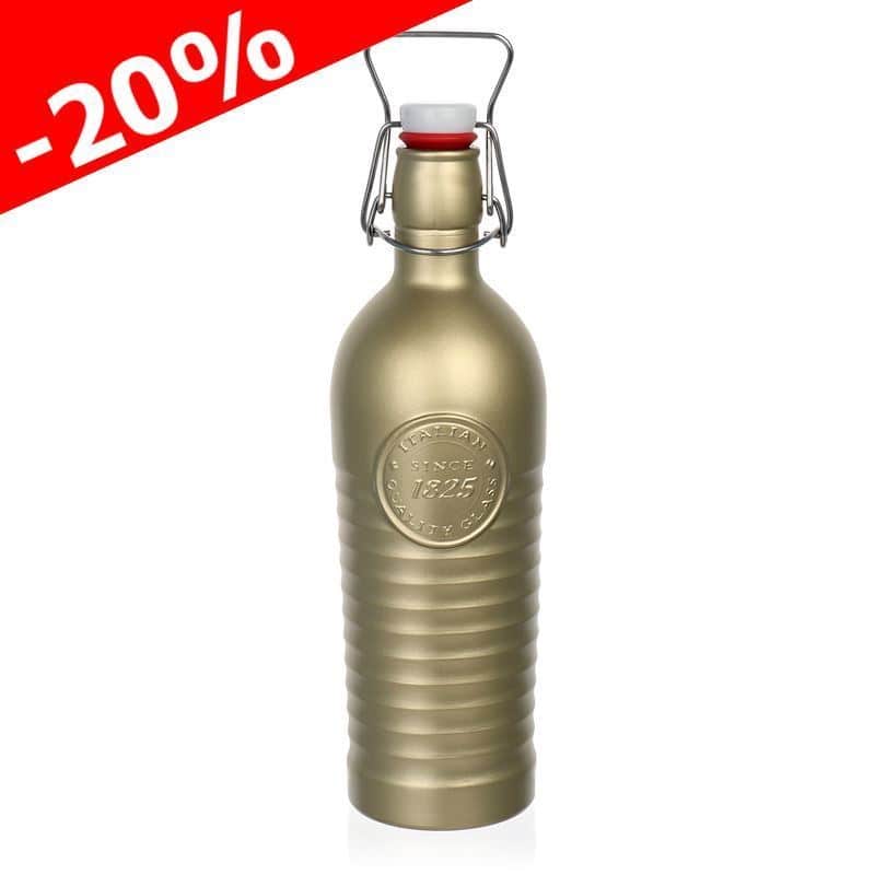 Bouteille en verre 1 200 ml 'Officina 1825', dorée, bouchage: bouchon mécanique