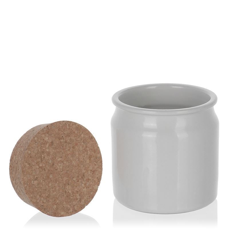 Pot en grès 160 ml, céramique, blanc, bouchage: bouchon