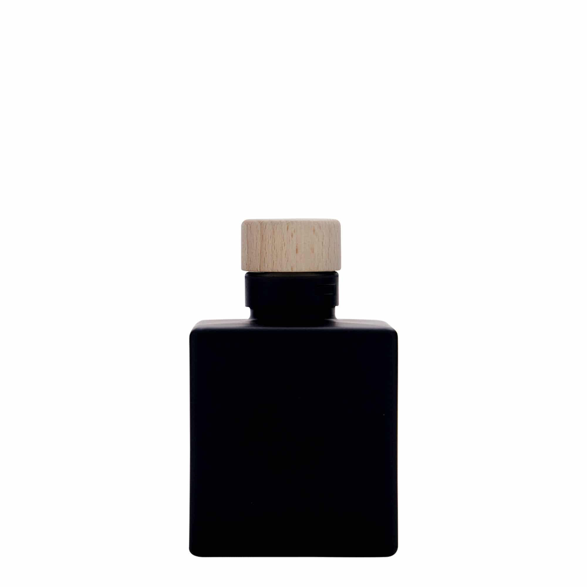 Bouteille en verre 100 ml 'Cube', carrée, noire, bouchage: bouchon