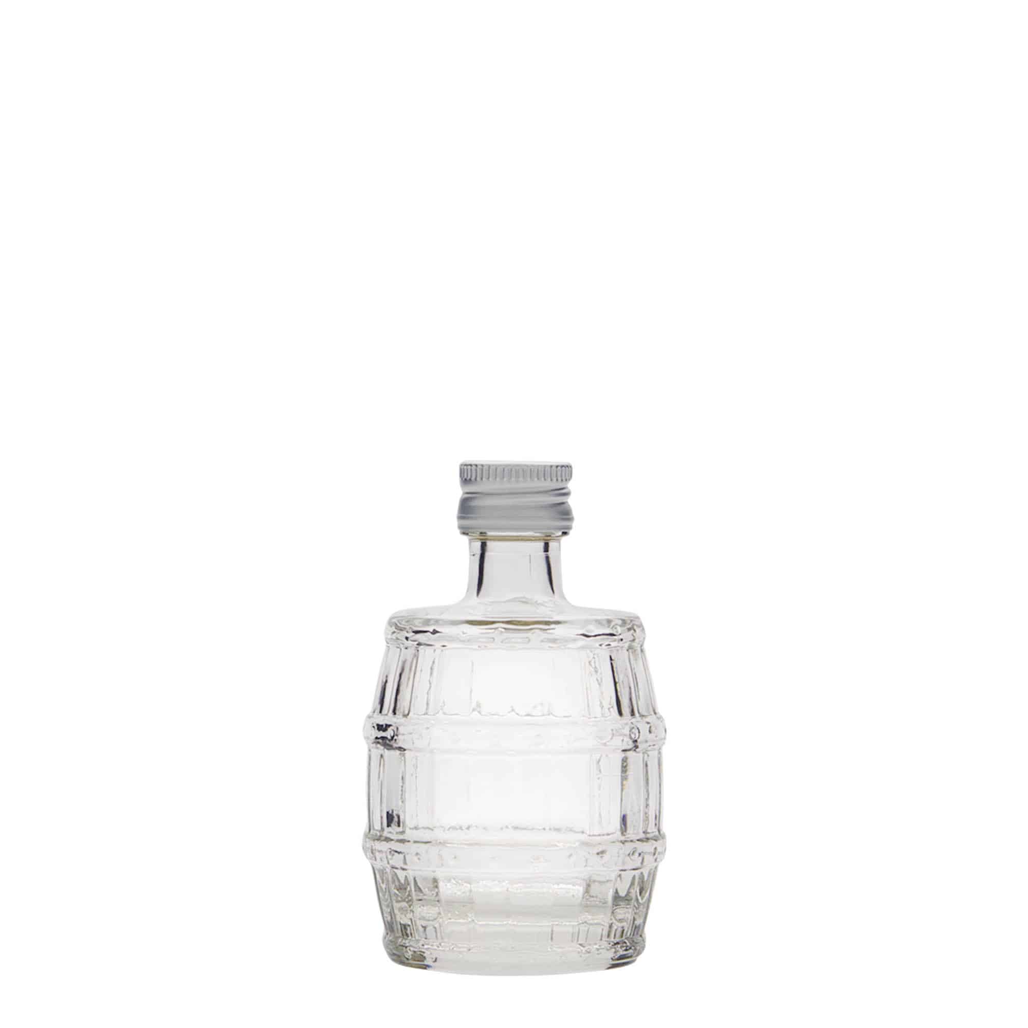 Bouteille en verre 50 ml 'Fut', bouchage: PP 18