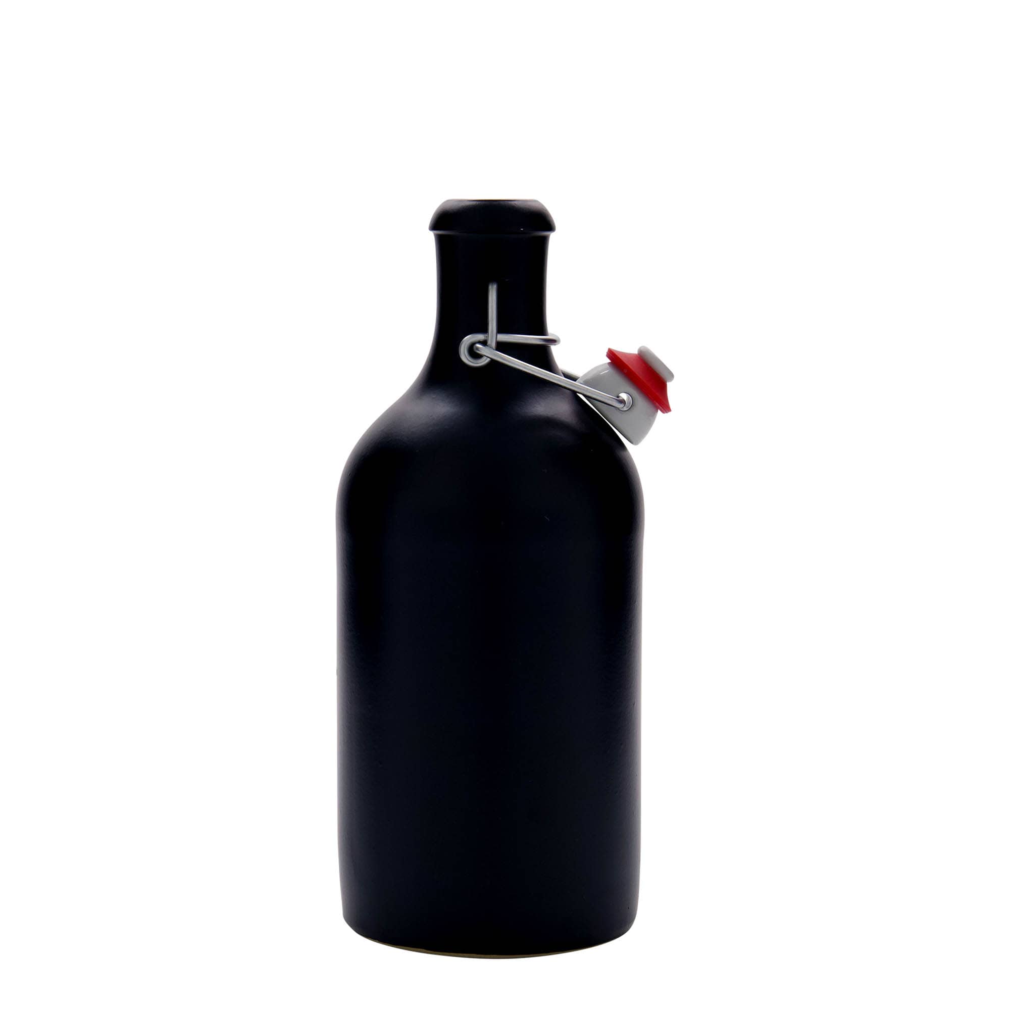 Chope en terre cuite 500 ml, grès, noir, bouchage: bouchon mécanique