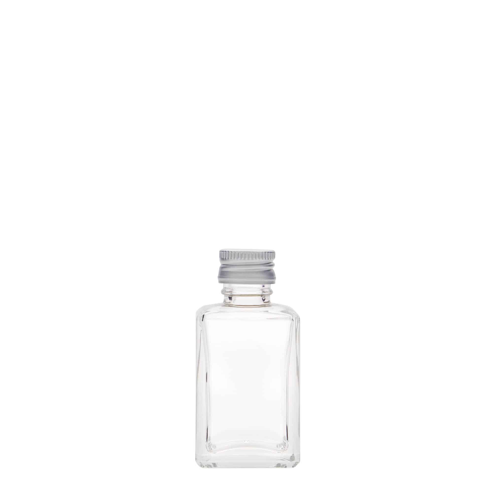 Bouteille en verre 30 ml 'Tamme', carrée, bouchage: PP 18