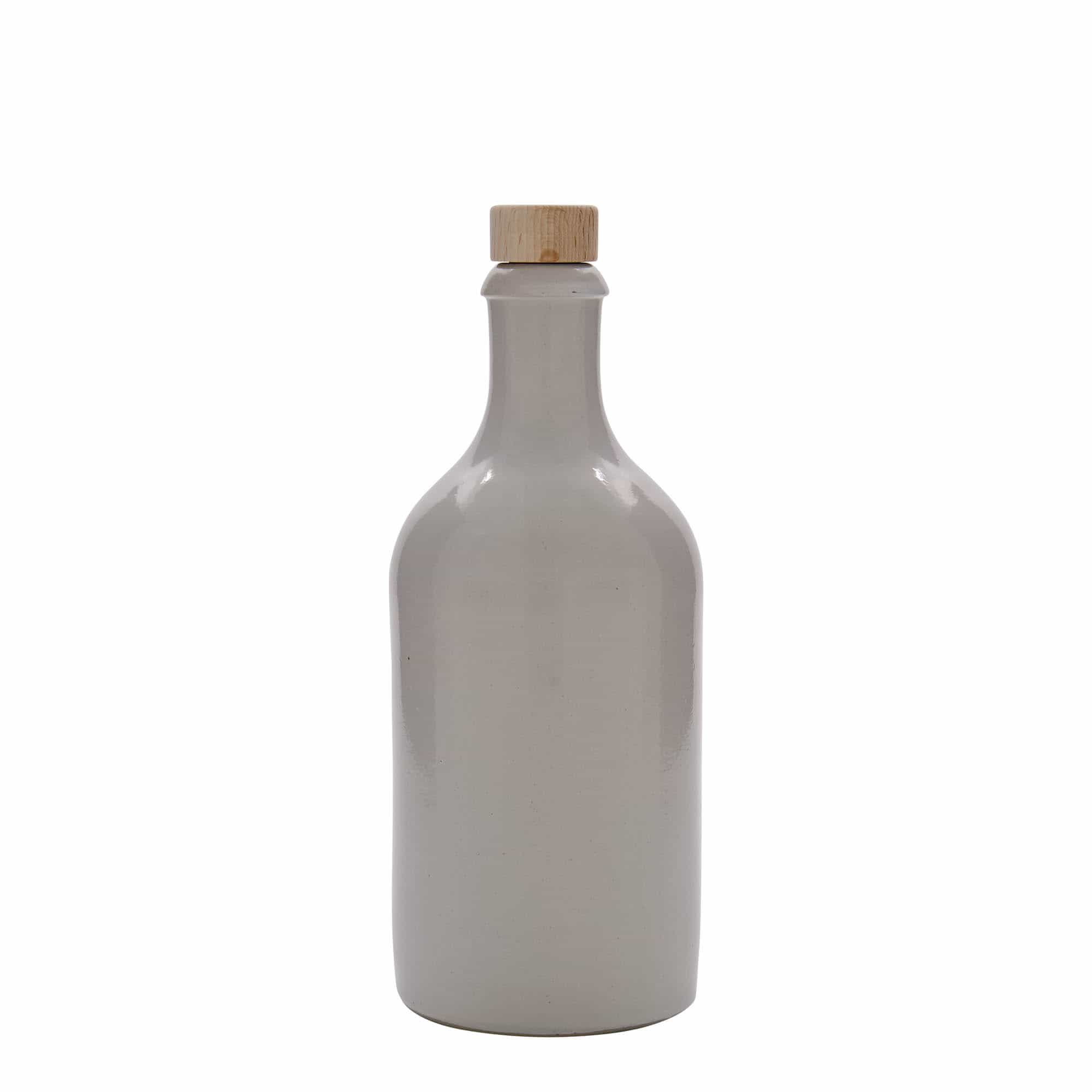 Chope en terre cuite 500 ml, grès, blanc, bouchage: bouchon