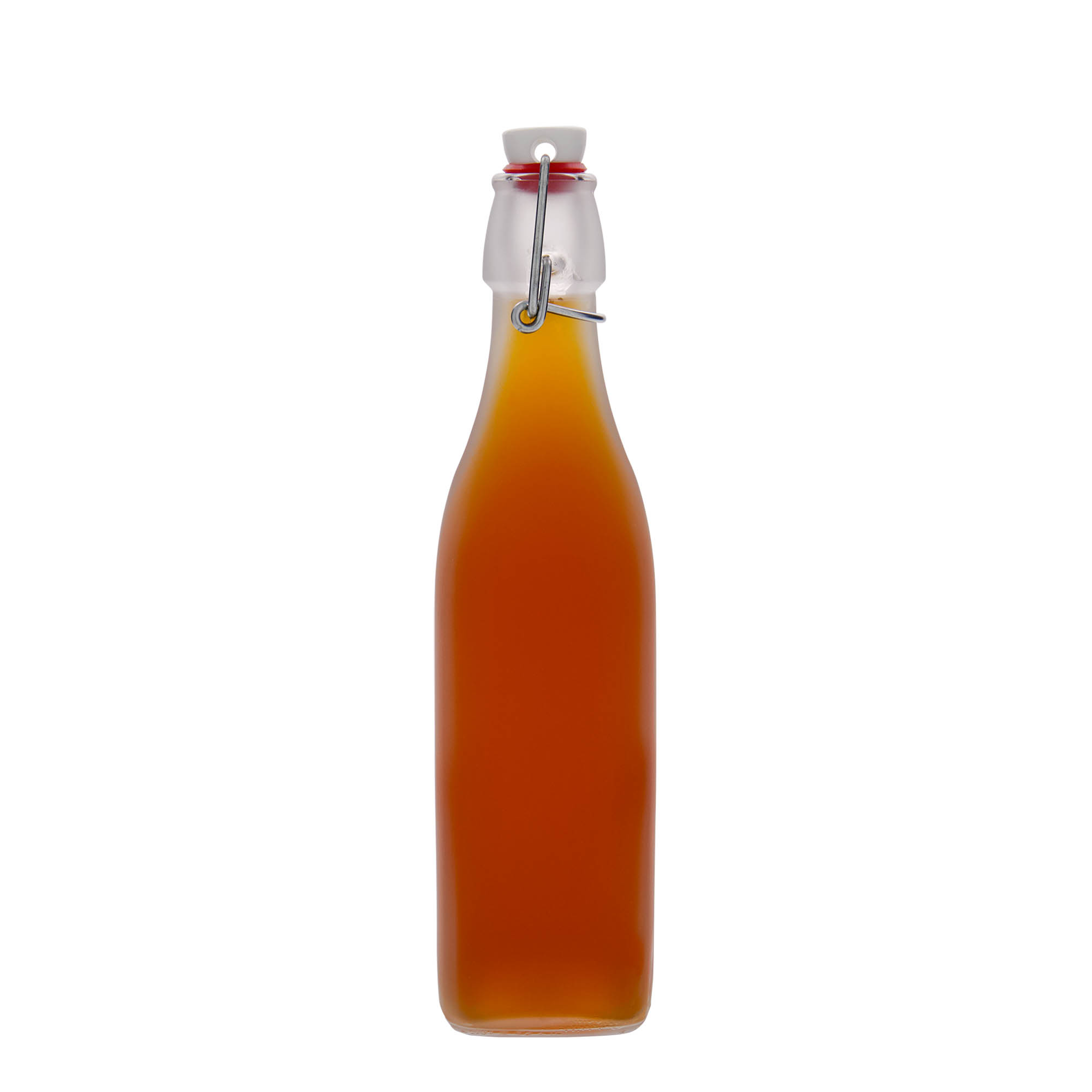 Glazen fles 'Swing', 500 ml, vierkant, wit, monding: beugelsluiting