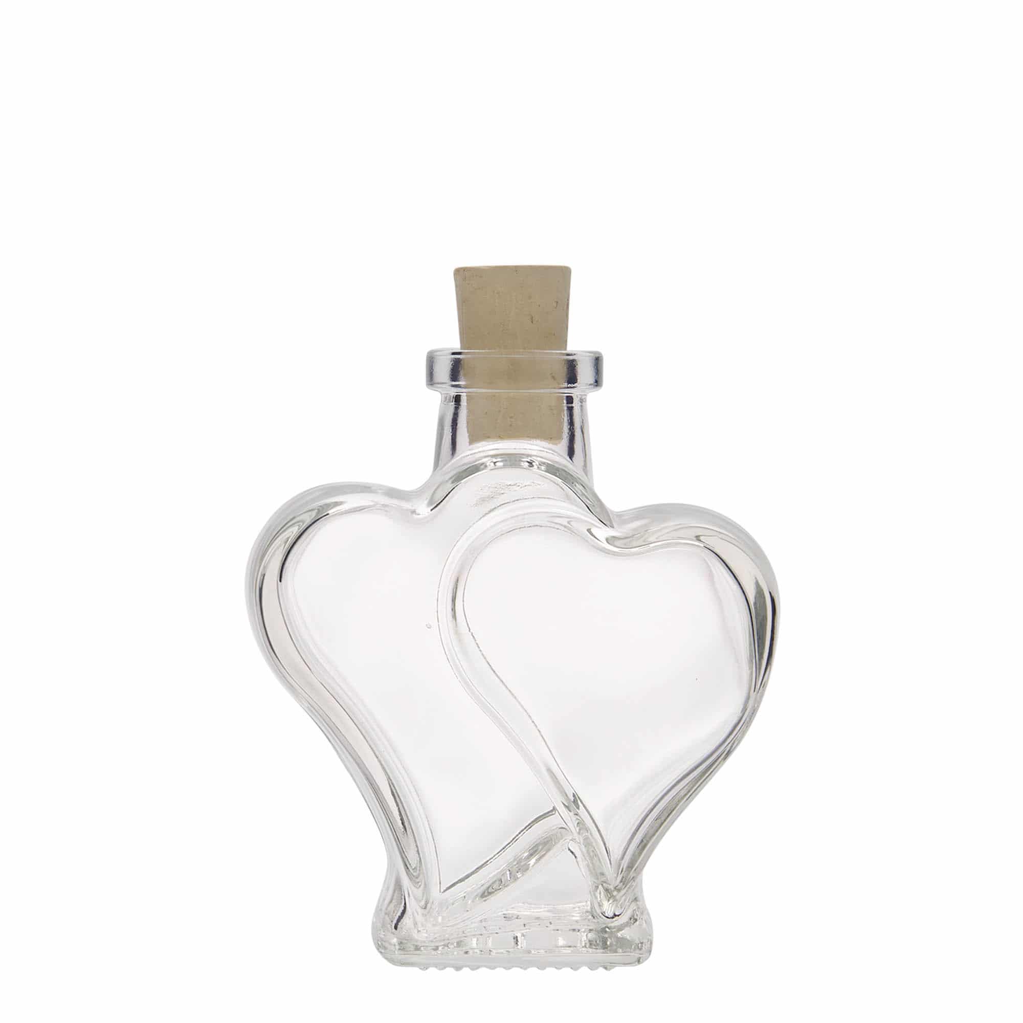 Bouteille en verre 200 ml 'Double-cœur', bouchage: bouchon