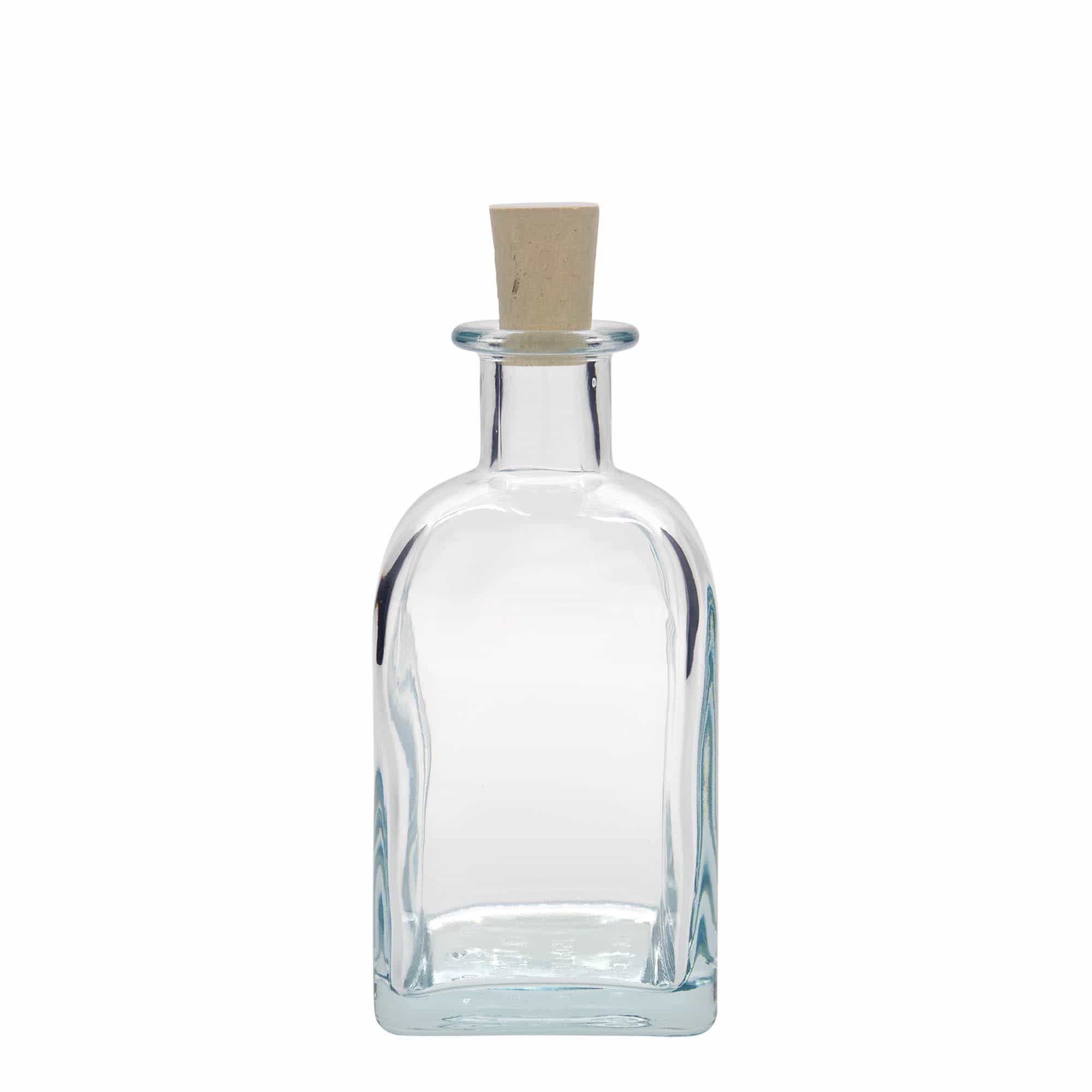 Bouteille en verre apothicaire 'Carré', carrée 350 ml, bouchage: bouchon