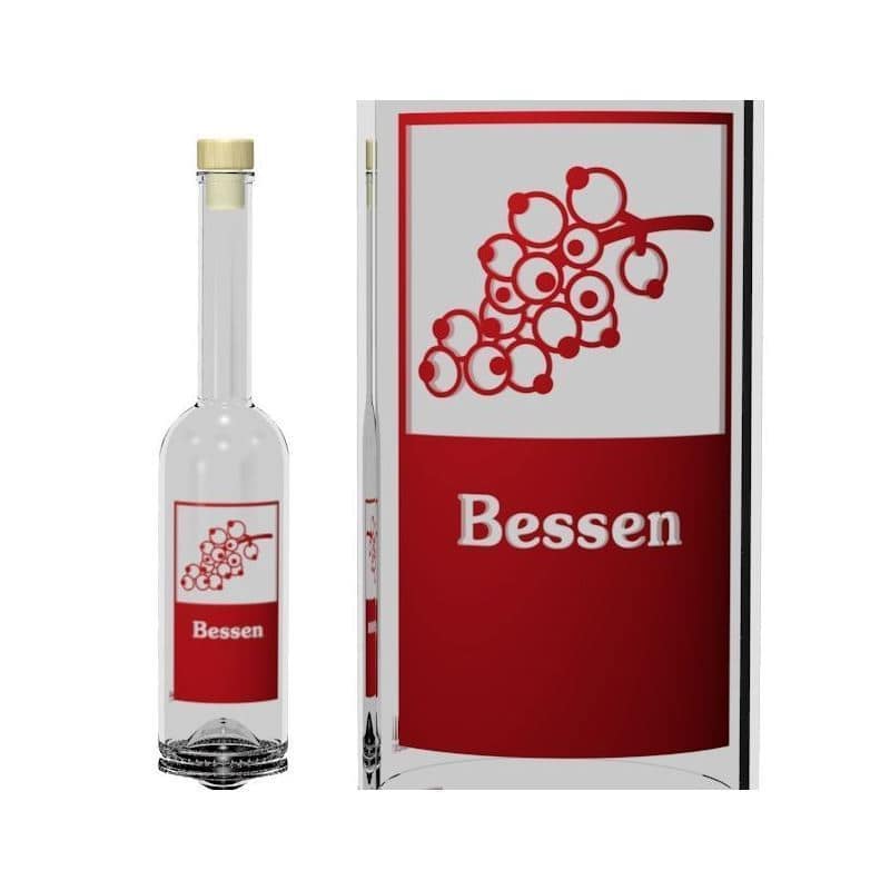 Glazen fles 'Opera', 500 ml, motief: Bessen, monding: kurk