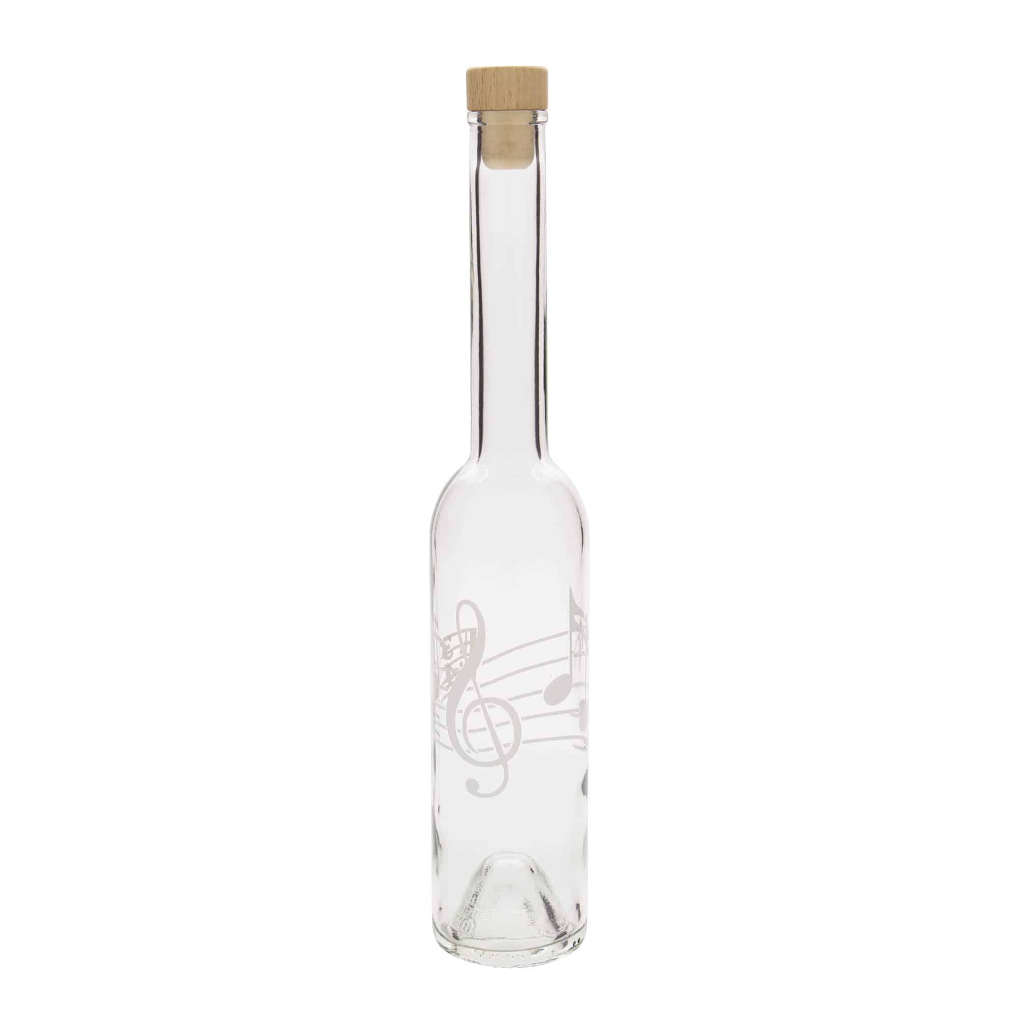 Bouteille en verre 350 ml 'Opera', motif : notes de musique, bouchage: bouchon