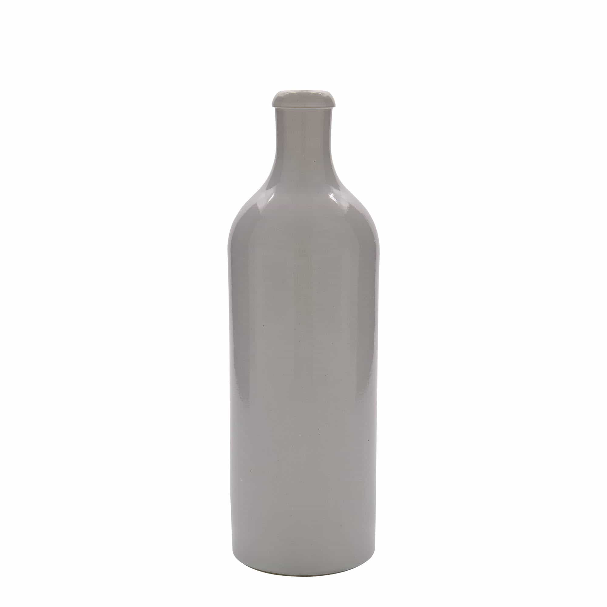 Chope en terre cuite 750 ml, grès, blanc, bouchage: bouchon