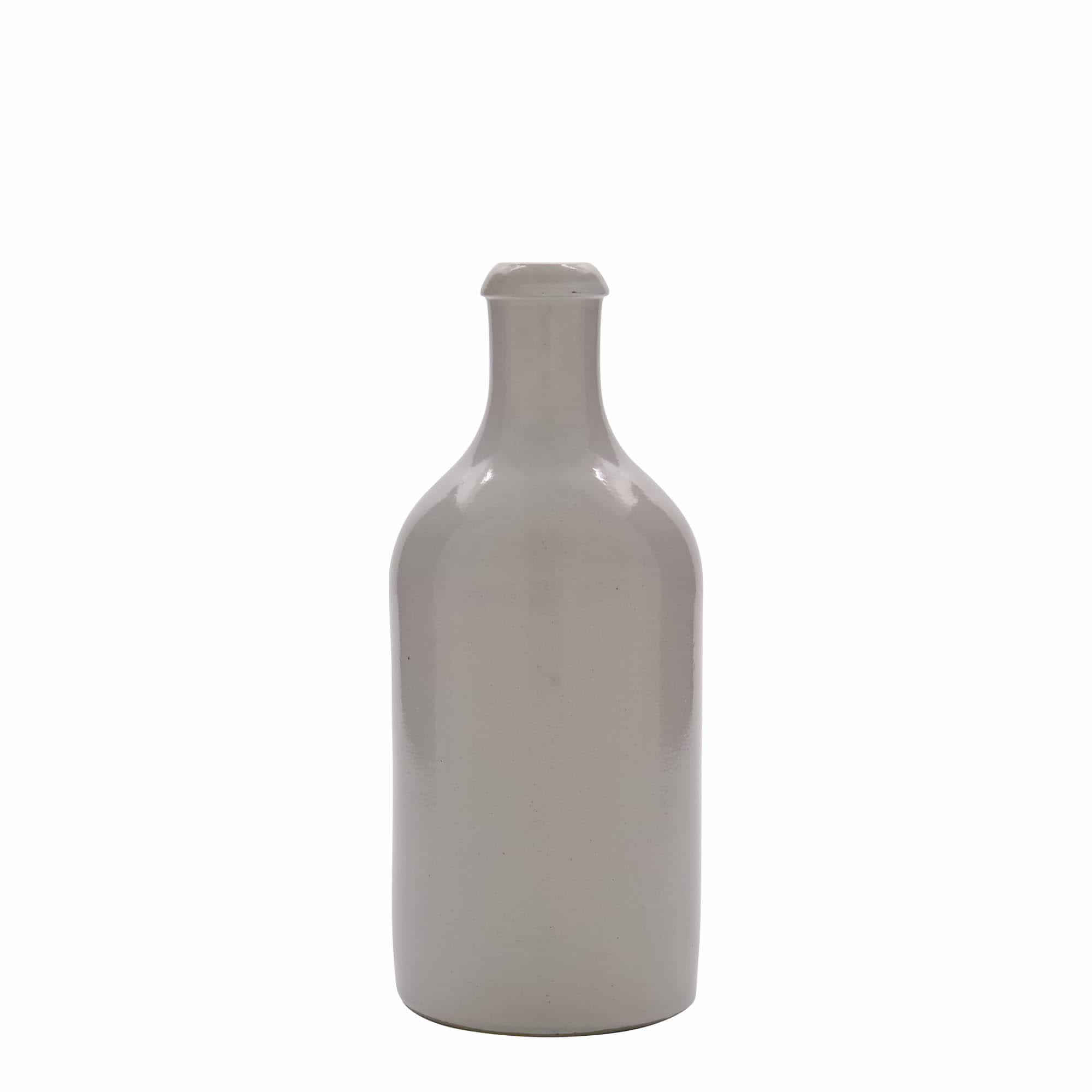 Keramische kruik, 500 ml, steengoed, wit, monding: kurk