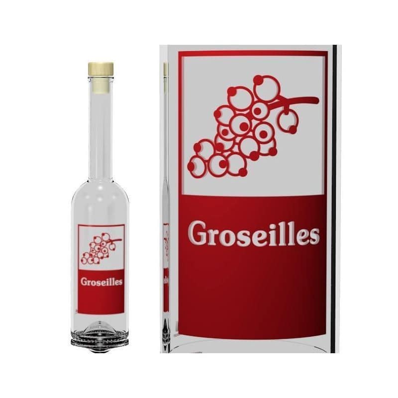 Bouteille en verre 500 ml 'Opera', motif : groseille, bouchage: bouchon