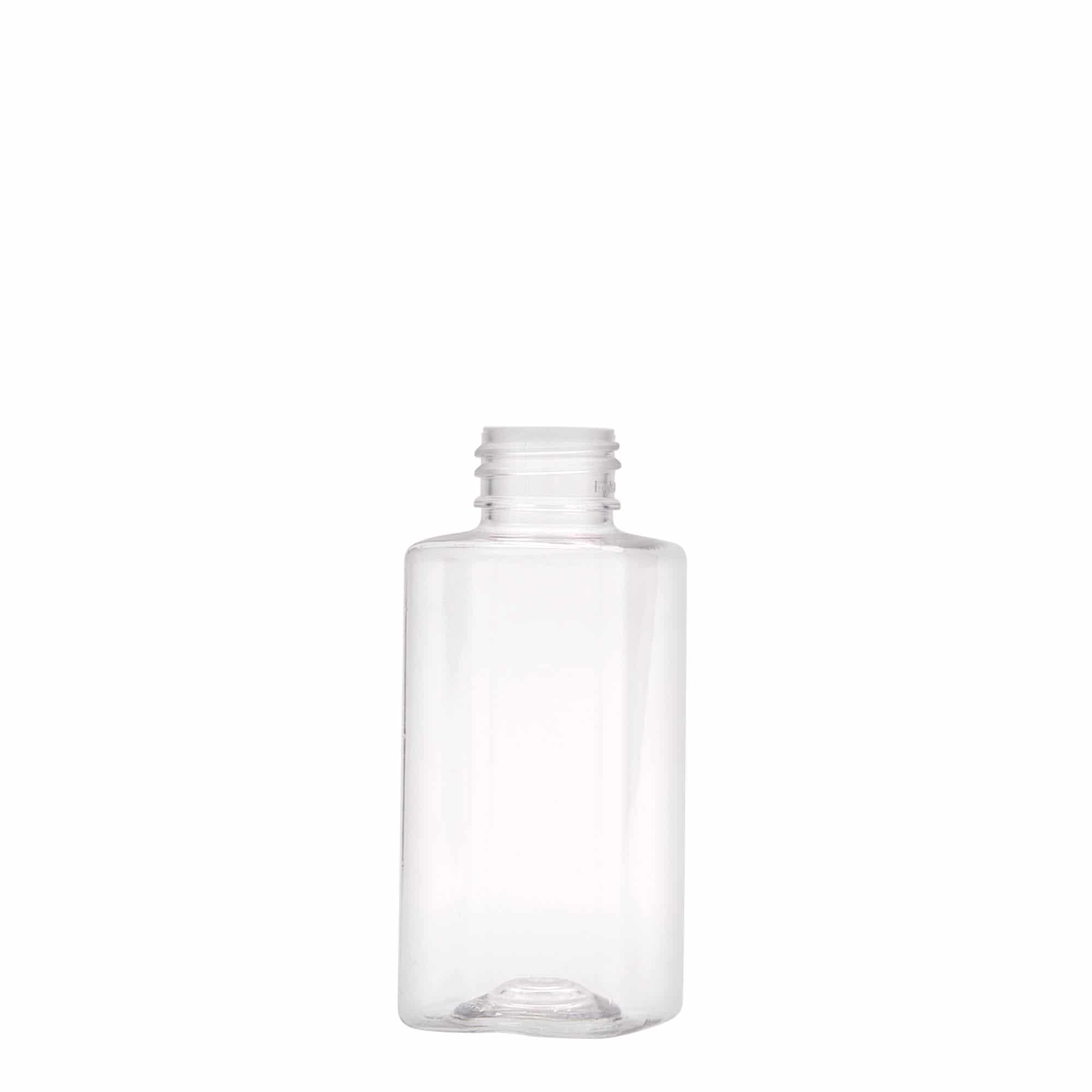 Bouteille en PET 100 ml 'Karl', carrée, plastique, bouchage: GPI 24/410