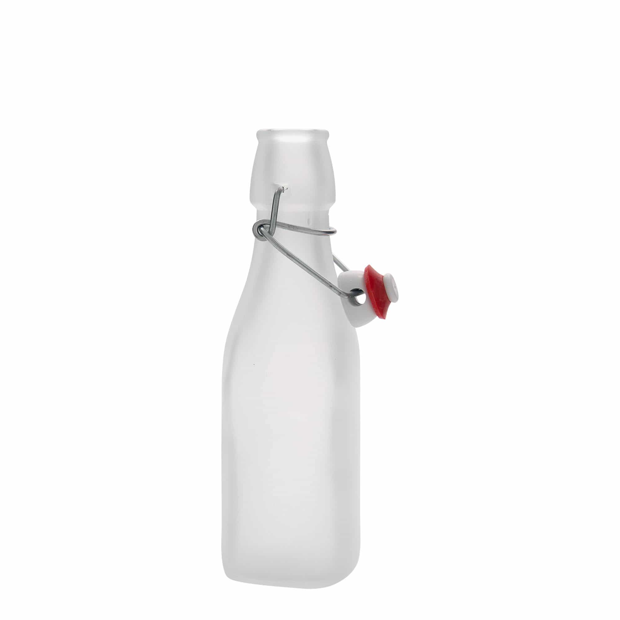 Glazen fles 'Swing', 250 ml, vierkant, wit, monding: beugelsluiting