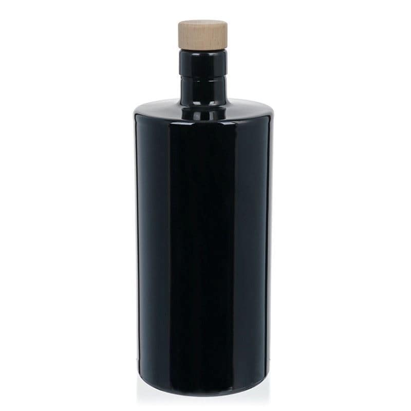 Bouteille en verre 700 ml 'Carla', noire, bouchage: bouchon