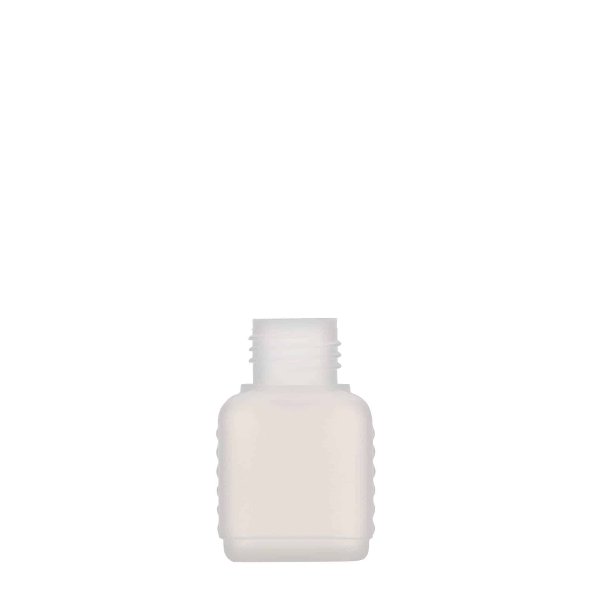 Bouteille bidon 50 ml, rectangulaire, plastique PEHD, nature, bouchage: DIN 25