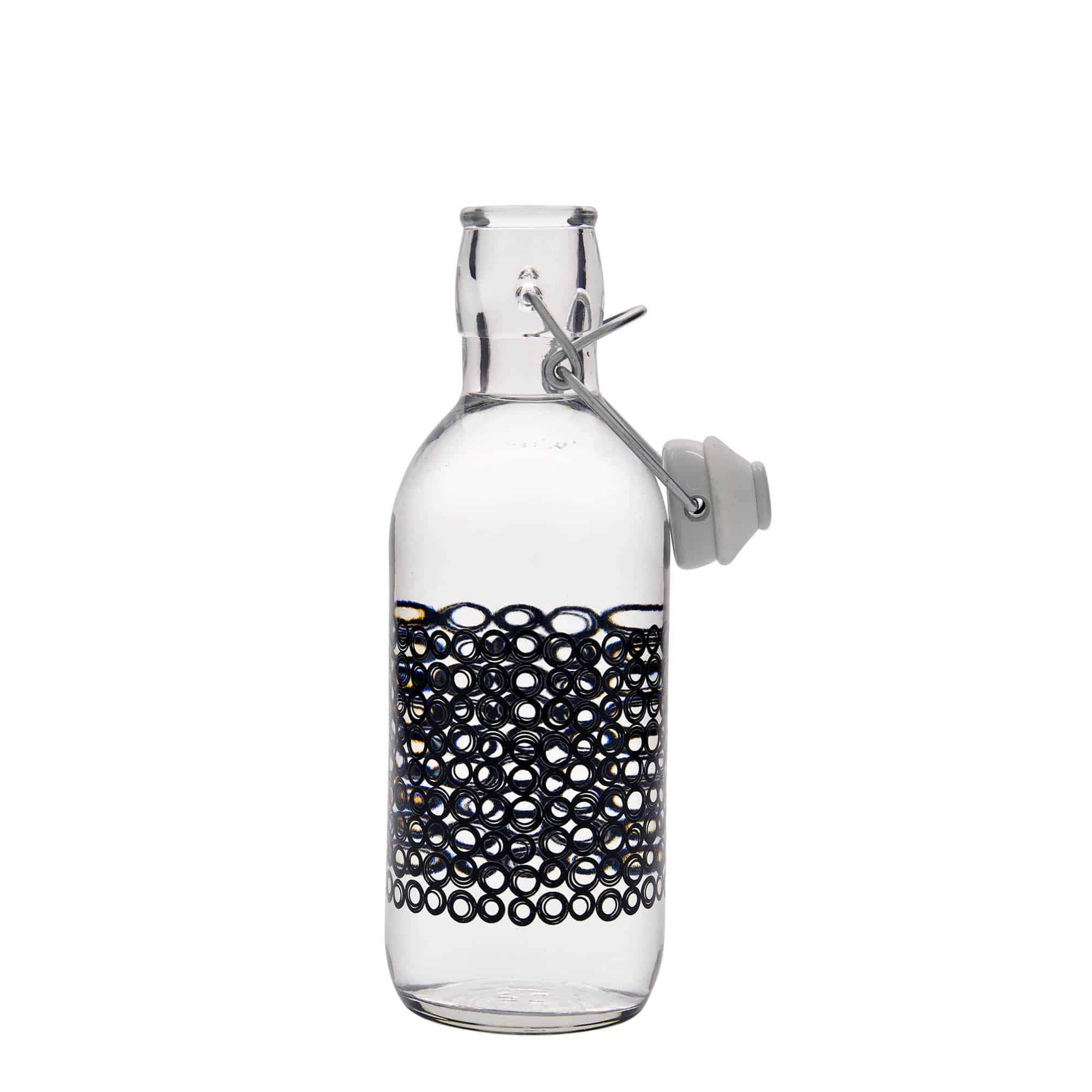 Bouteille en verre 500 ml 'Emilia', motif : circola nero, bouchage: bouchon mécanique