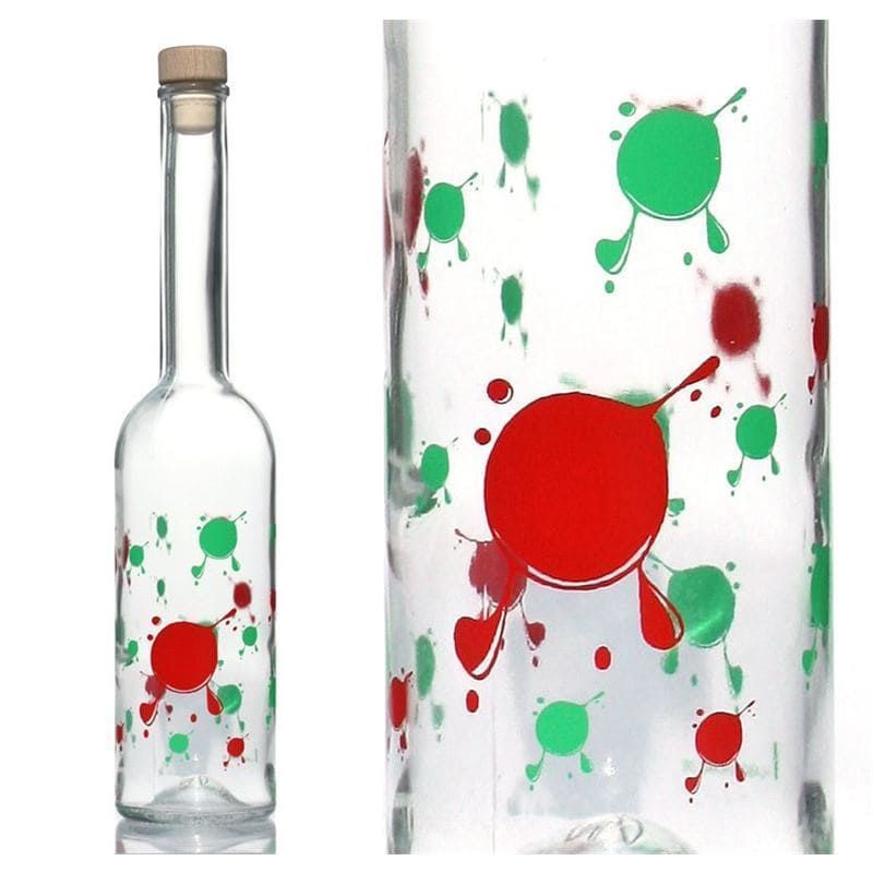 Bouteille en verre 500 ml 'Opera', motif : taches, bouchage: bouchon