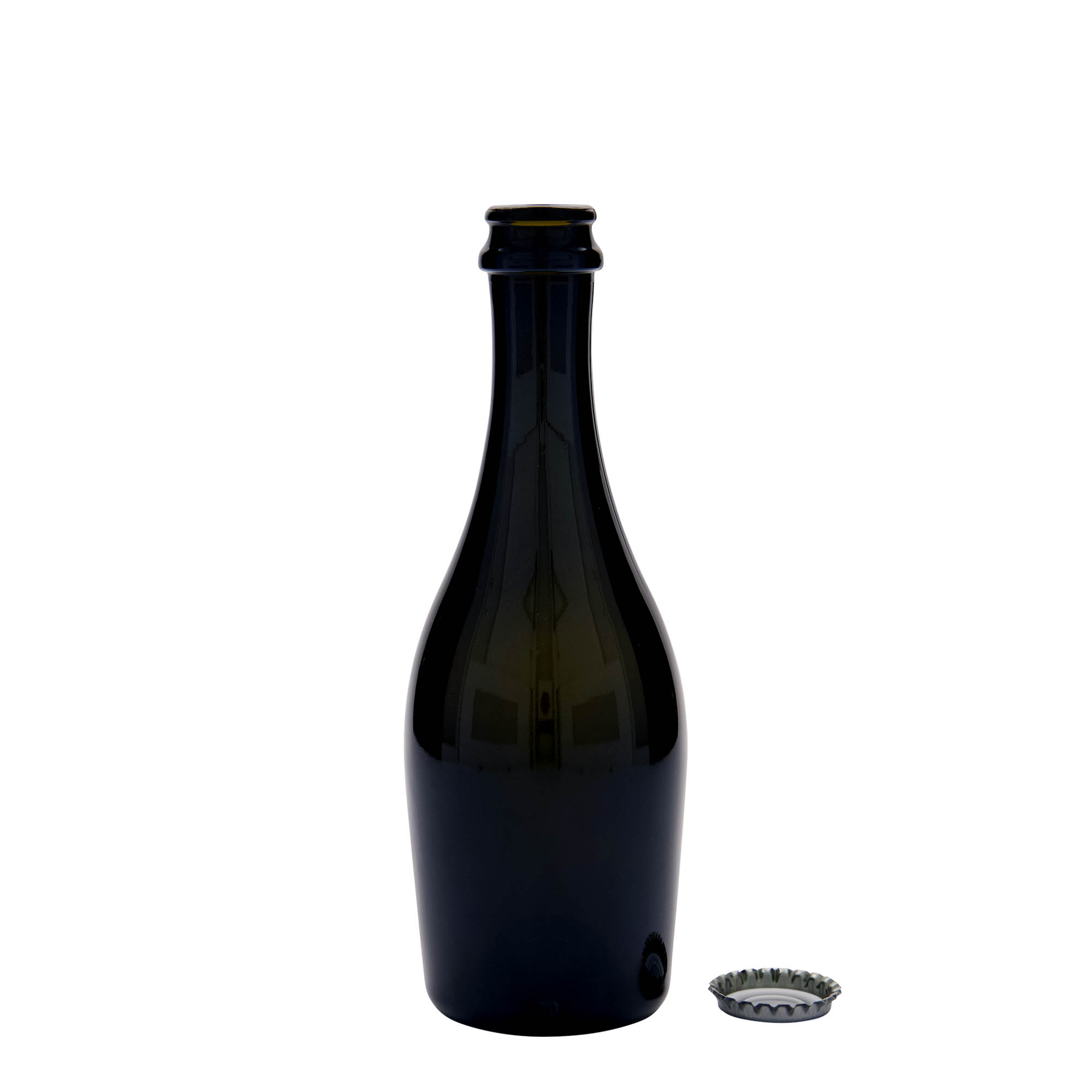 Champagnefles 'Carmen', 330 ml, glas, antiekgroen, monding: kroonkurk