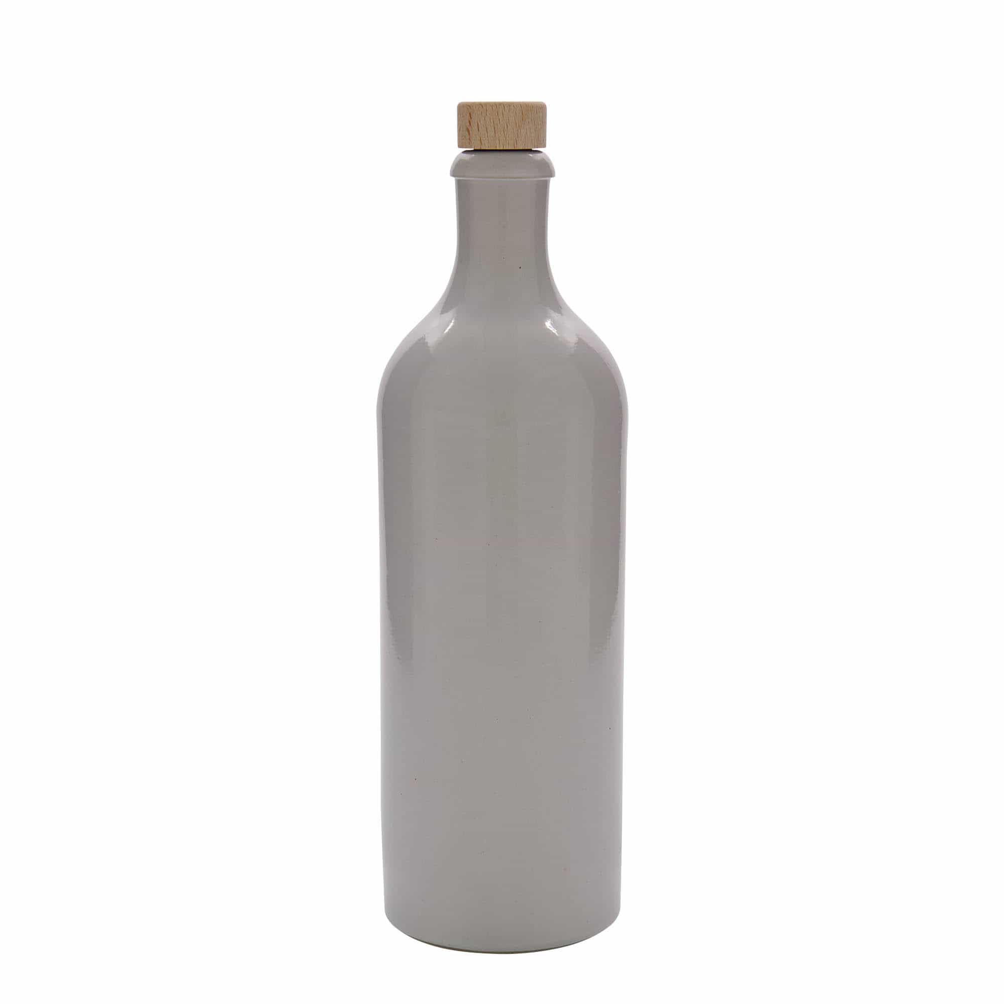 Chope en terre cuite 750 ml, grès, blanc, bouchage: bouchon