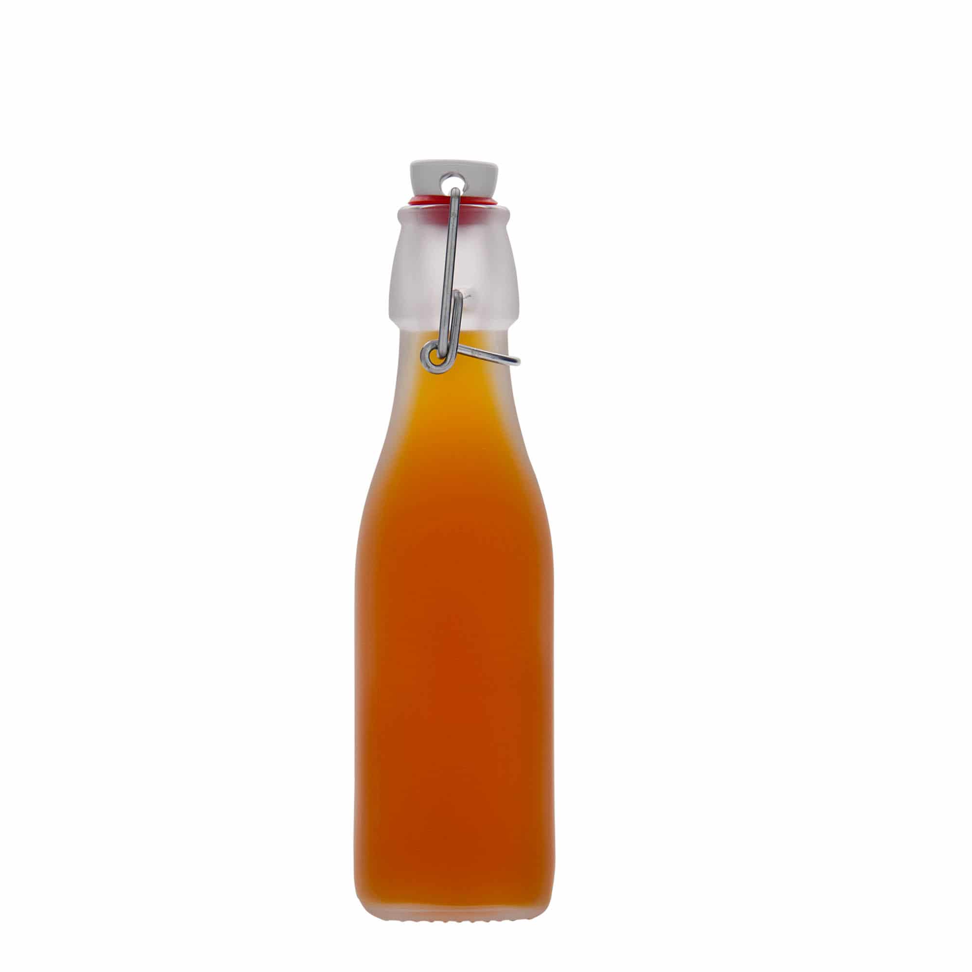 Glazen fles 'Swing', 250 ml, vierkant, wit, monding: beugelsluiting