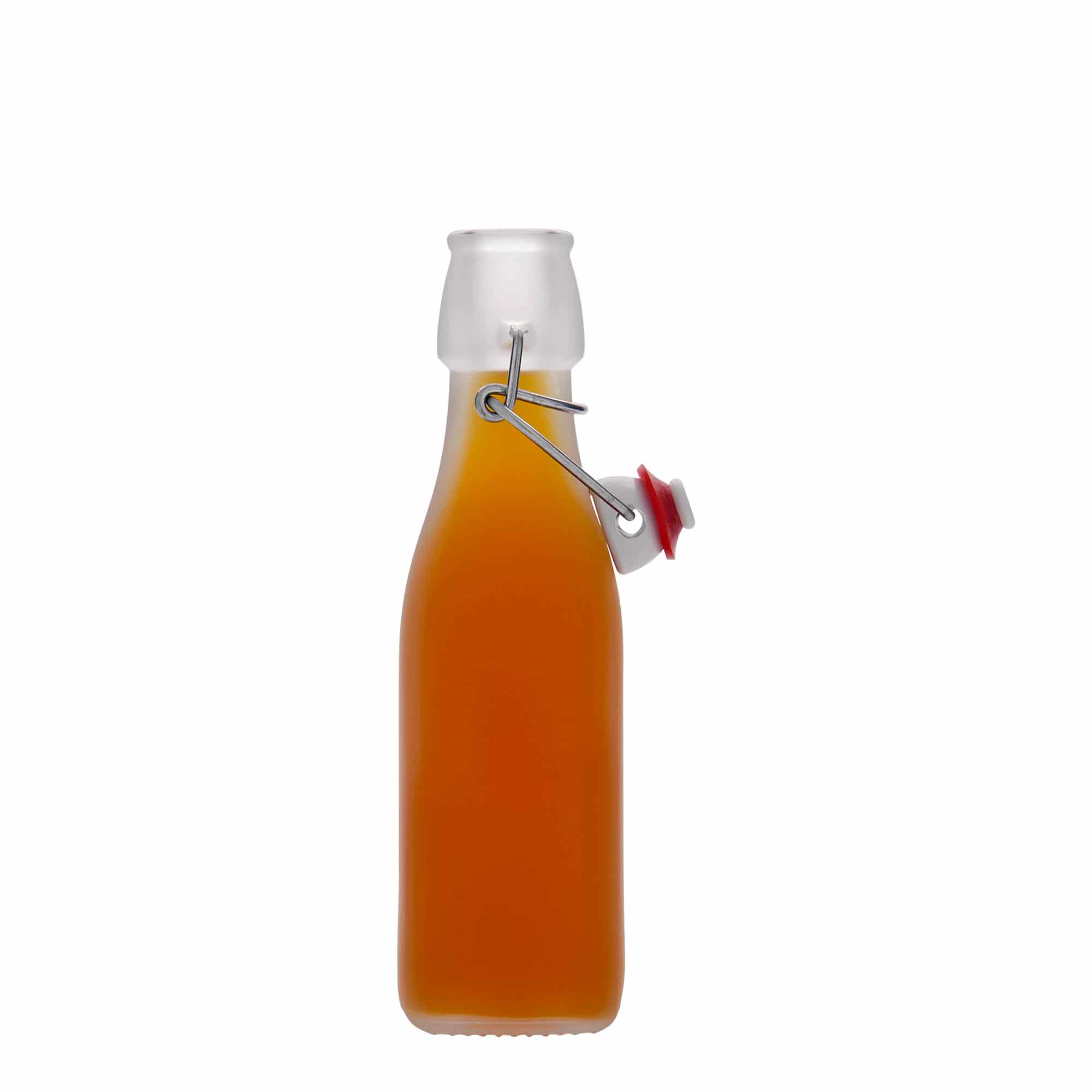 Glazen fles 'Swing', 250 ml, vierkant, wit, monding: beugelsluiting