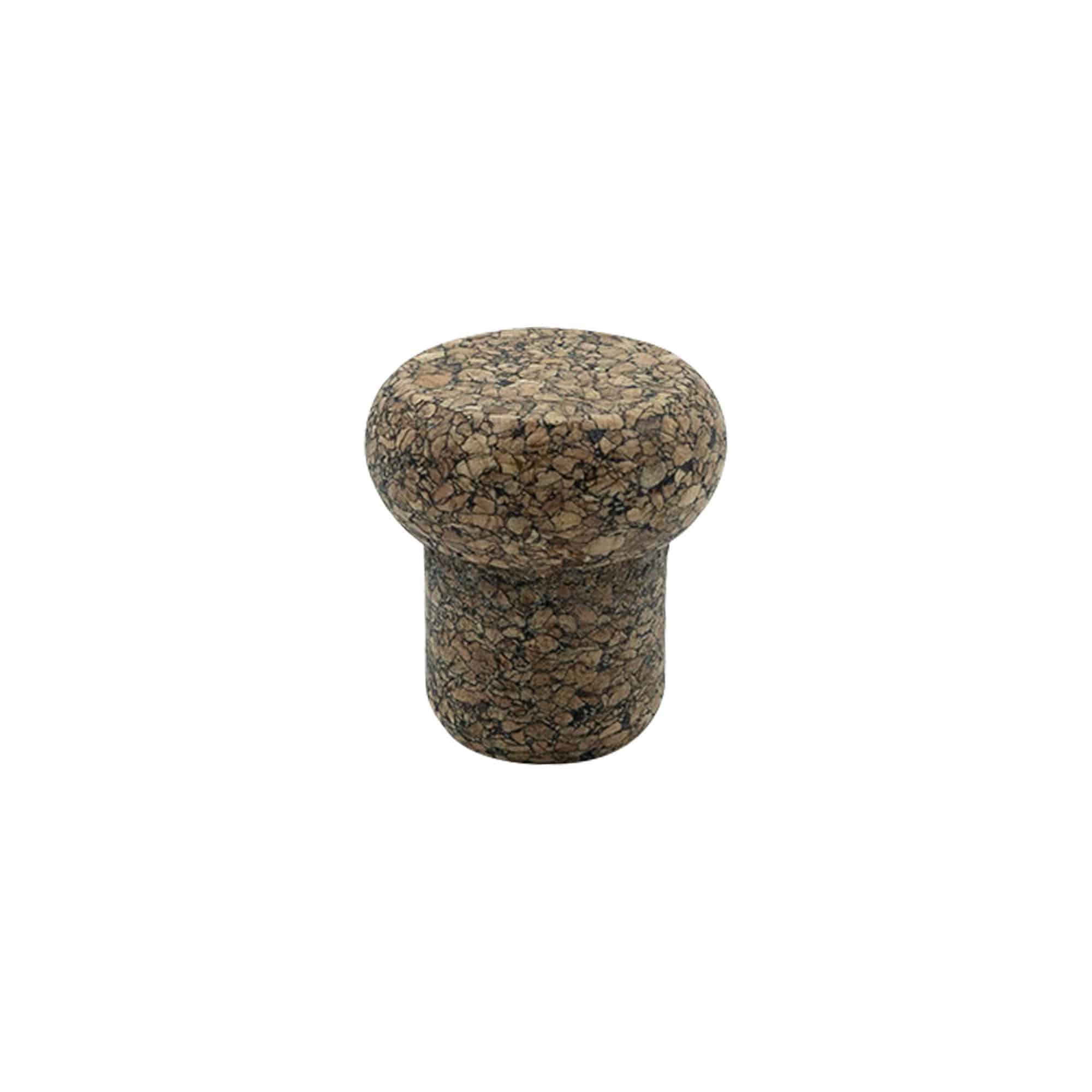 Dopkurk 'Barrel', 22,5 mm, Corkcoal, voor monding: kurk