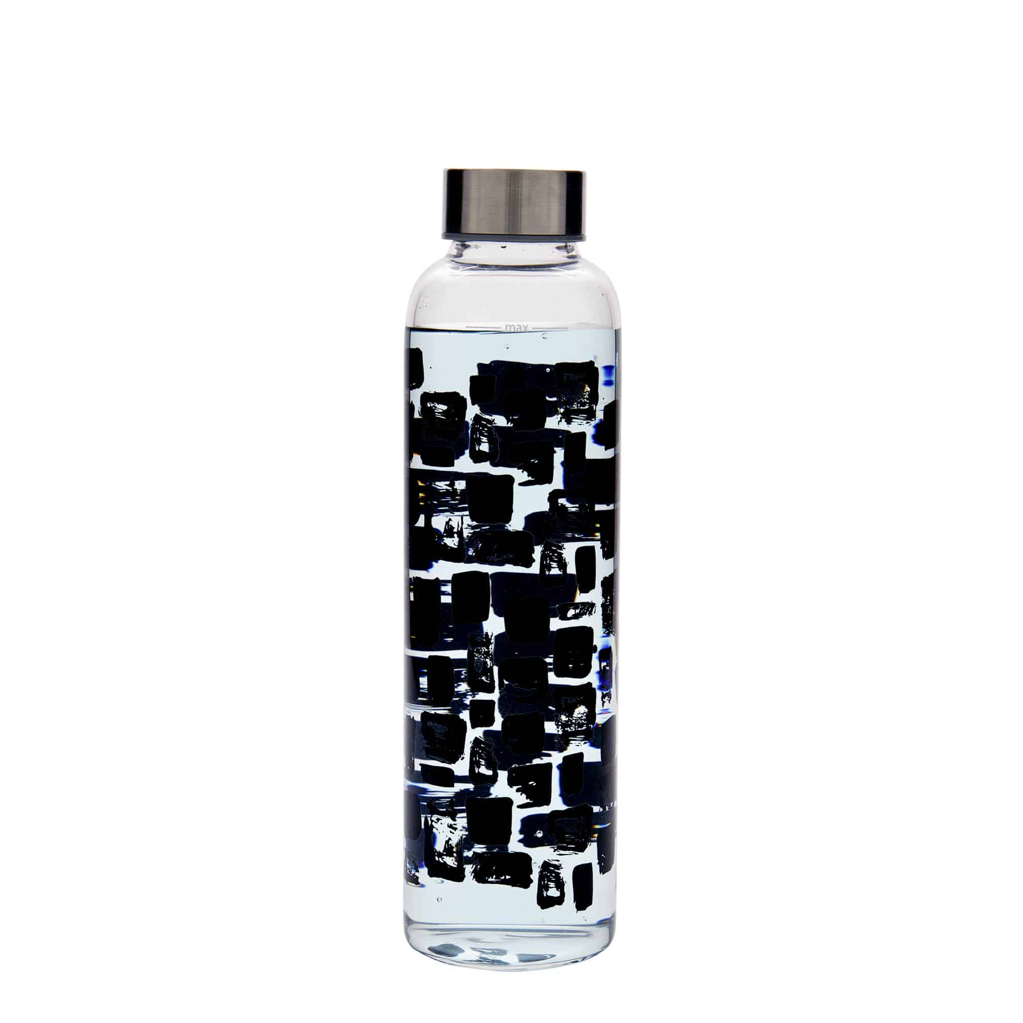 Gourde 500 ml 'Perseus', motif : rectangles noirs, bouchage: Bougage à vis