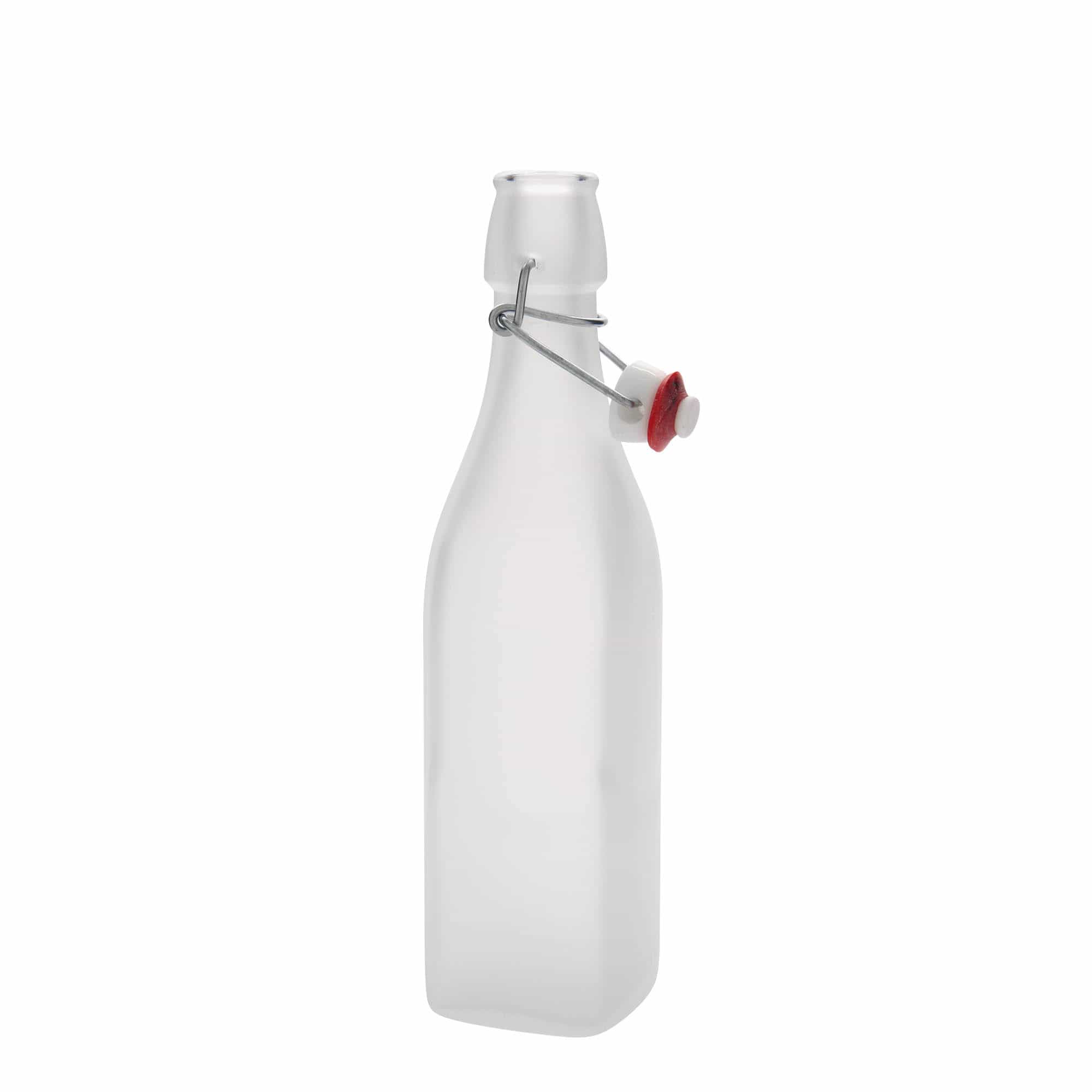 Glazen fles 'Swing', 500 ml, vierkant, wit, monding: beugelsluiting