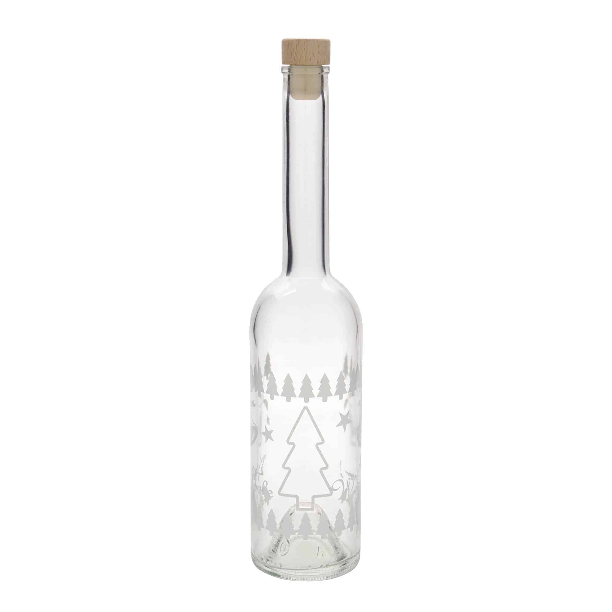 Bouteille en verre 500 ml 'Opera', motif : Noël classique, bouchage: bouchon