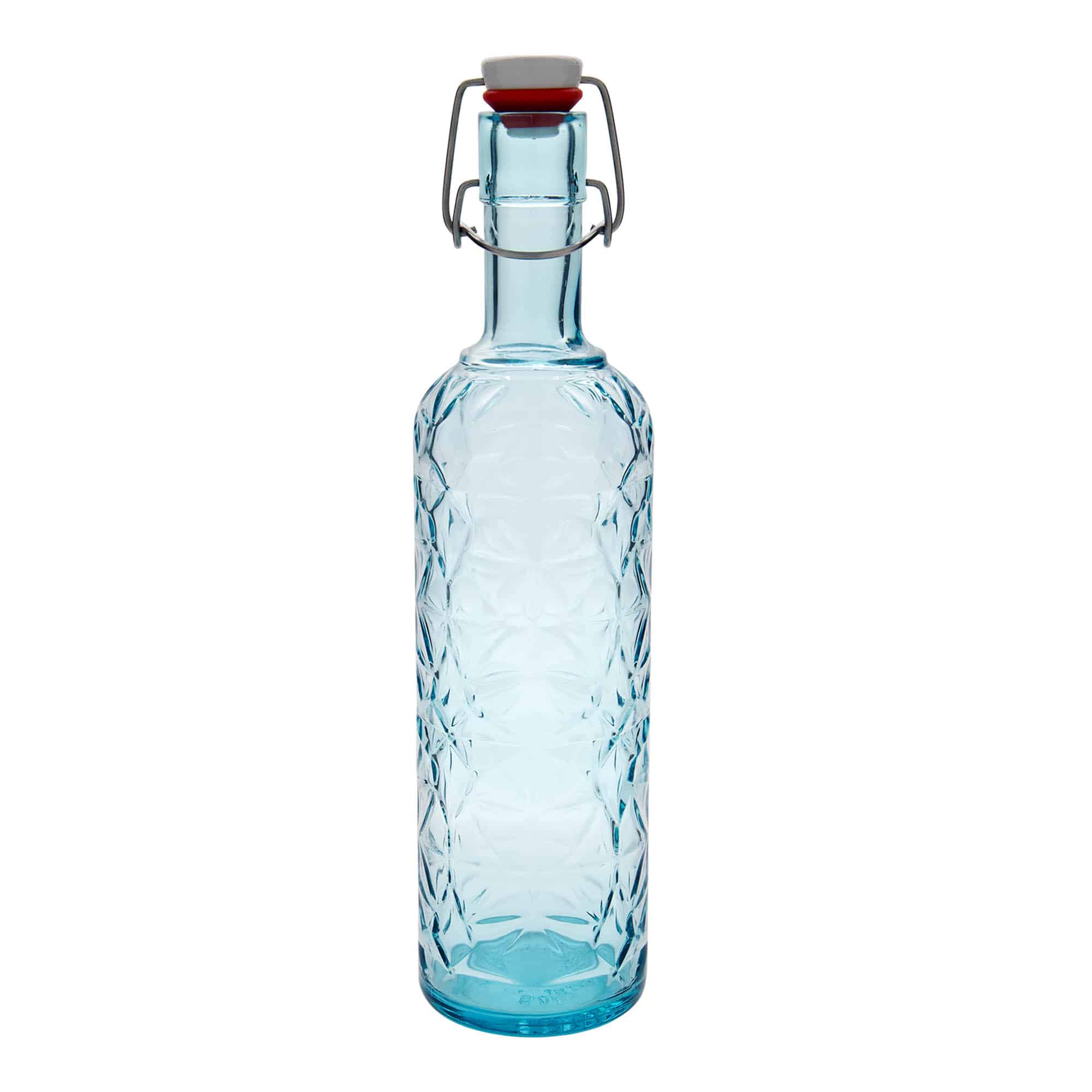 Glazen fles 'Oriente', 1000 ml, azuurblauw, monding: beugelsluiting