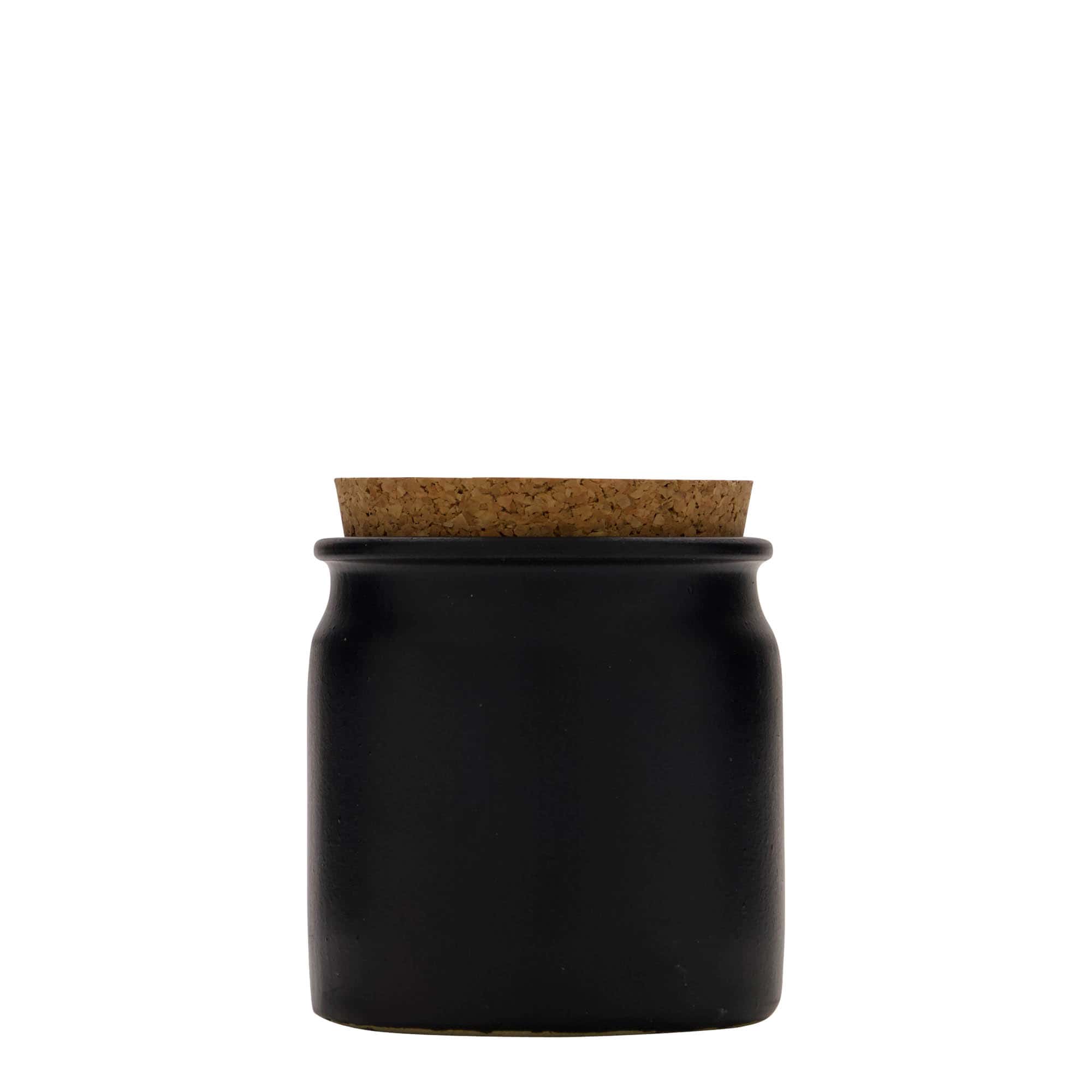 Pot en grès 160 ml, céramique, noir, bouchage: bouchon