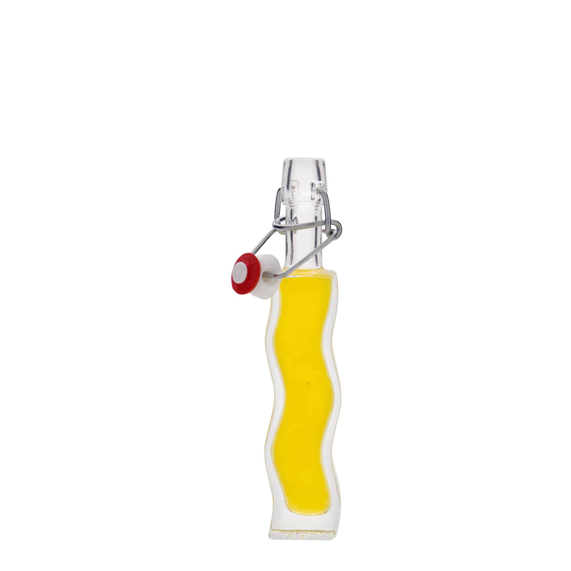 Bouteille en verre 40 ml 'Vague', carrée, bouchage: bouchon mécanique