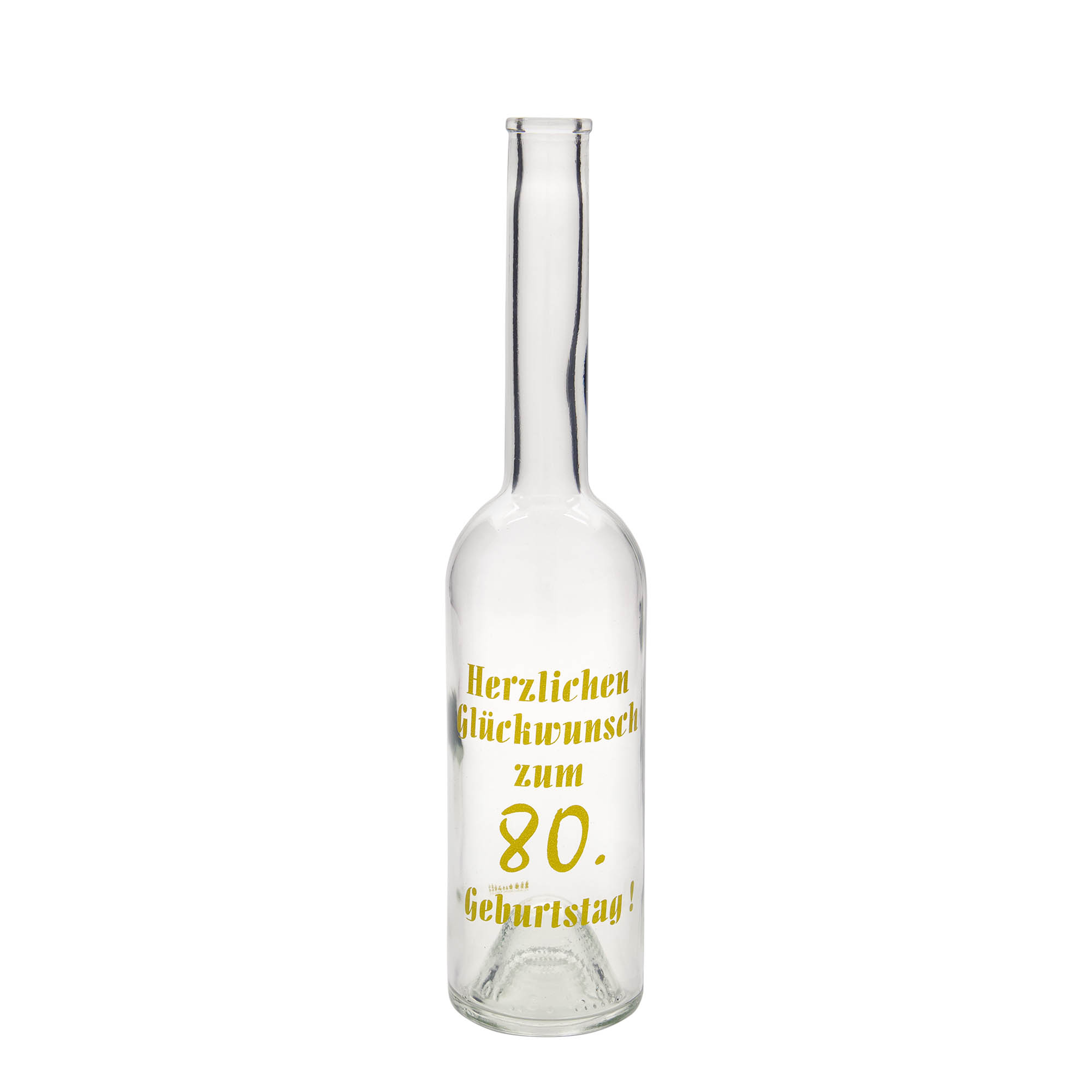 Bouteille en verre 500 ml 'Opera', motif : 80 ans, bouchage: bouchon