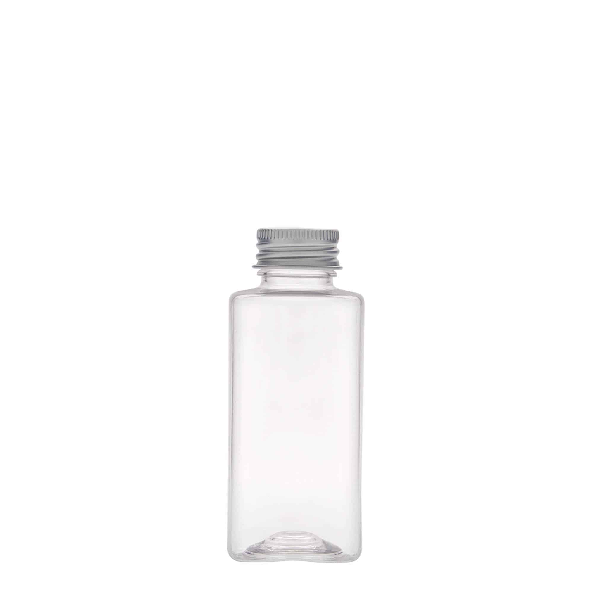 Bouteille en PET 100 ml 'Karl', carrée, plastique, bouchage: GPI 24/410