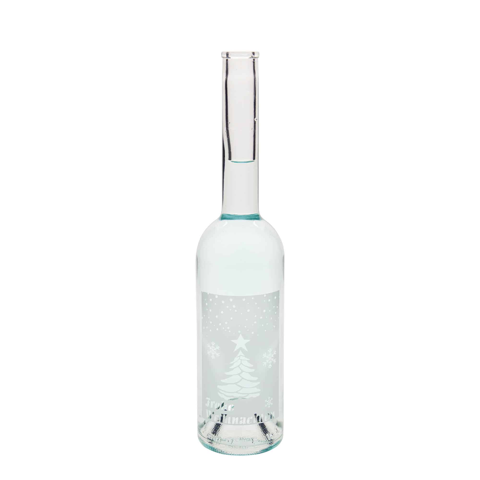 Glazen fles 'Opera', 500 ml, motief: Witte kerst, monding: kurk