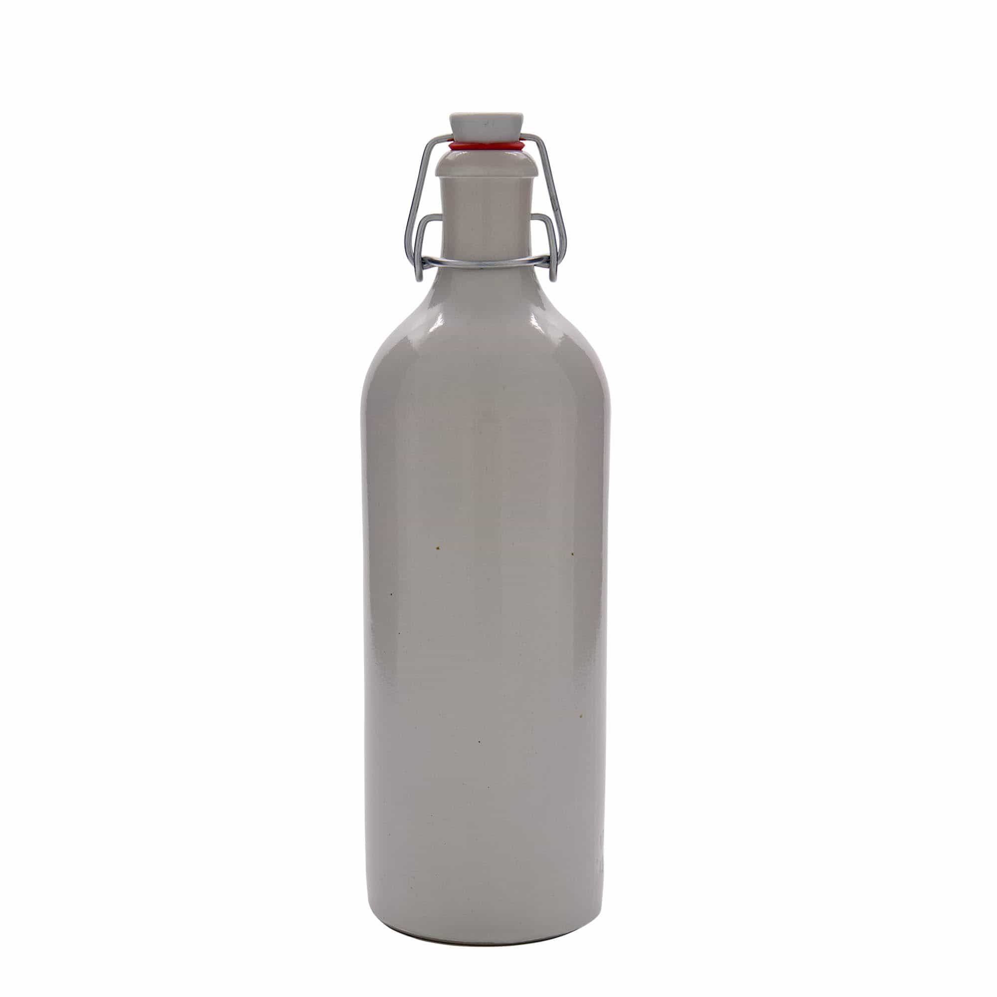 Chope en terre cuite 750 ml, grès, blanc, bouchage: bouchon mécanique