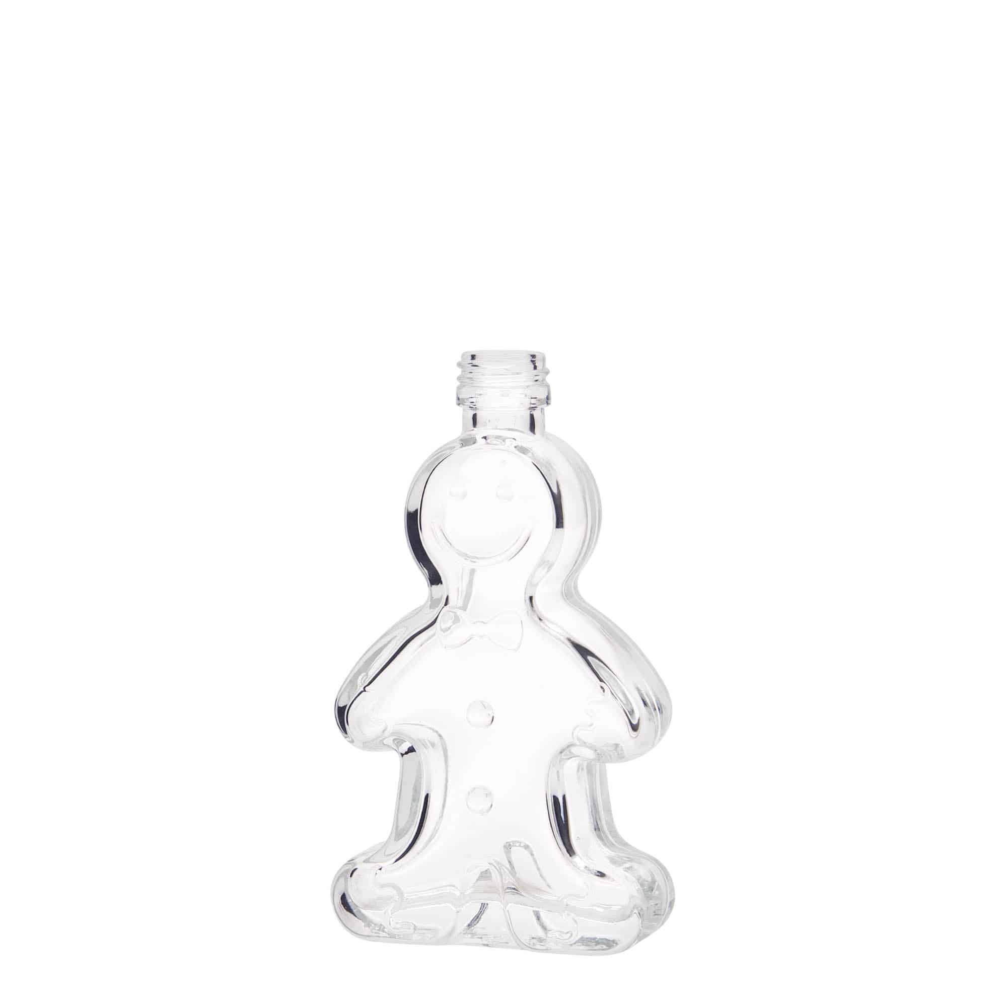 Glazen fles 'Koekmannetje', 50 ml, monding: PP 18