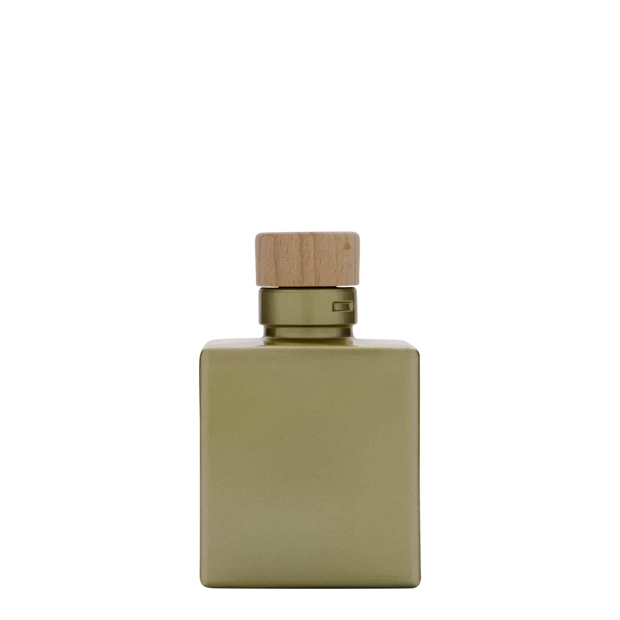 Bouteille en verre 100 ml 'Cube', carrée, dorée, bouchage: bouchon