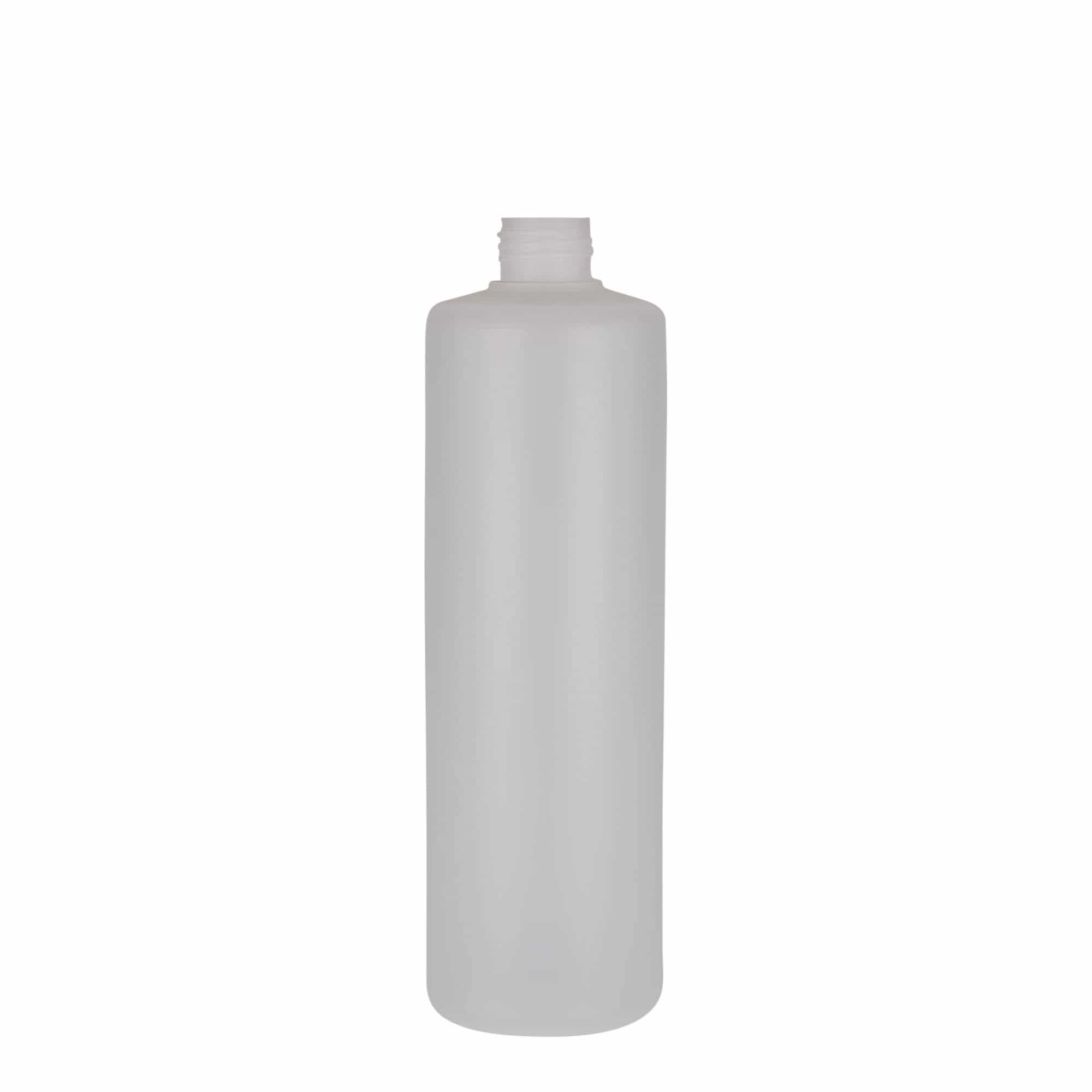 Bouteille ronde 500 ml, plastique PE, nature, bouchage: Bougage à vis