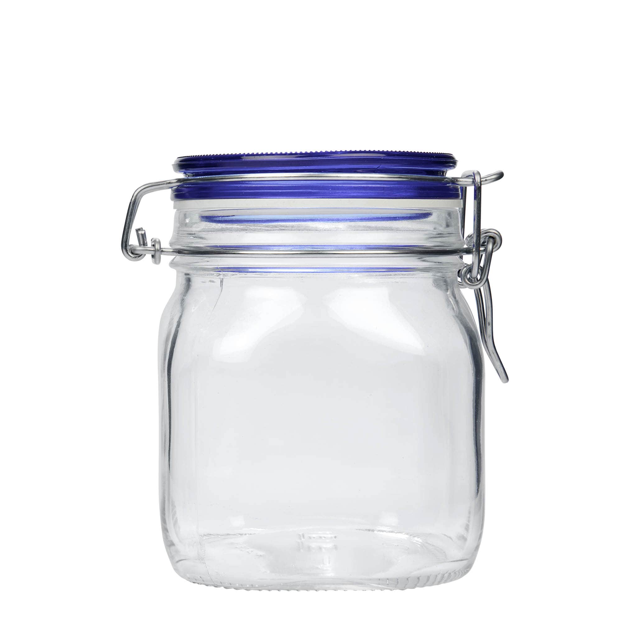 Pot met beugelsluiting 'Fido' Blue Top, 750 ml, vierkant, monding: beugelsluiting